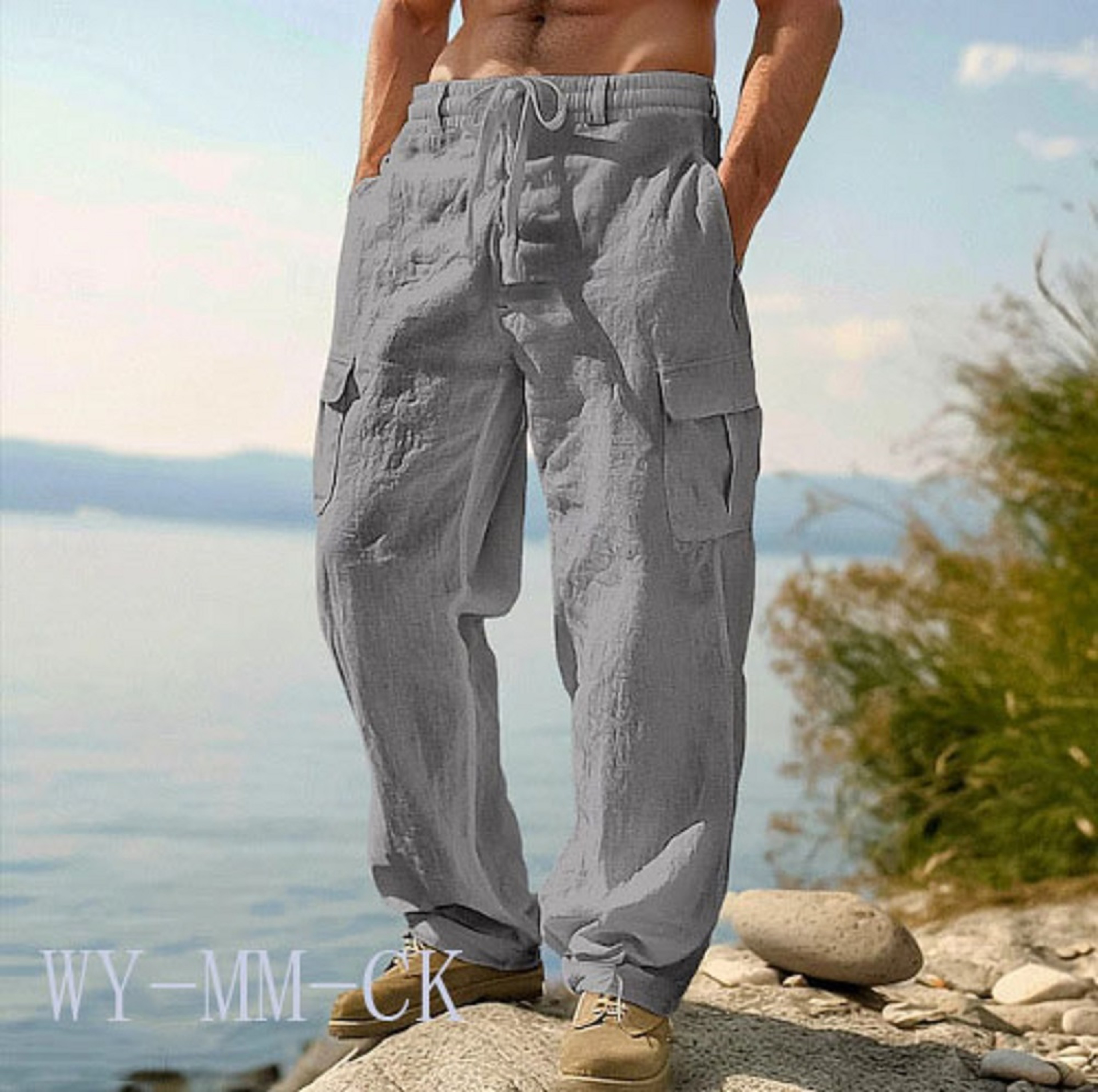 Mens Cotton Linen Trousers – view 4