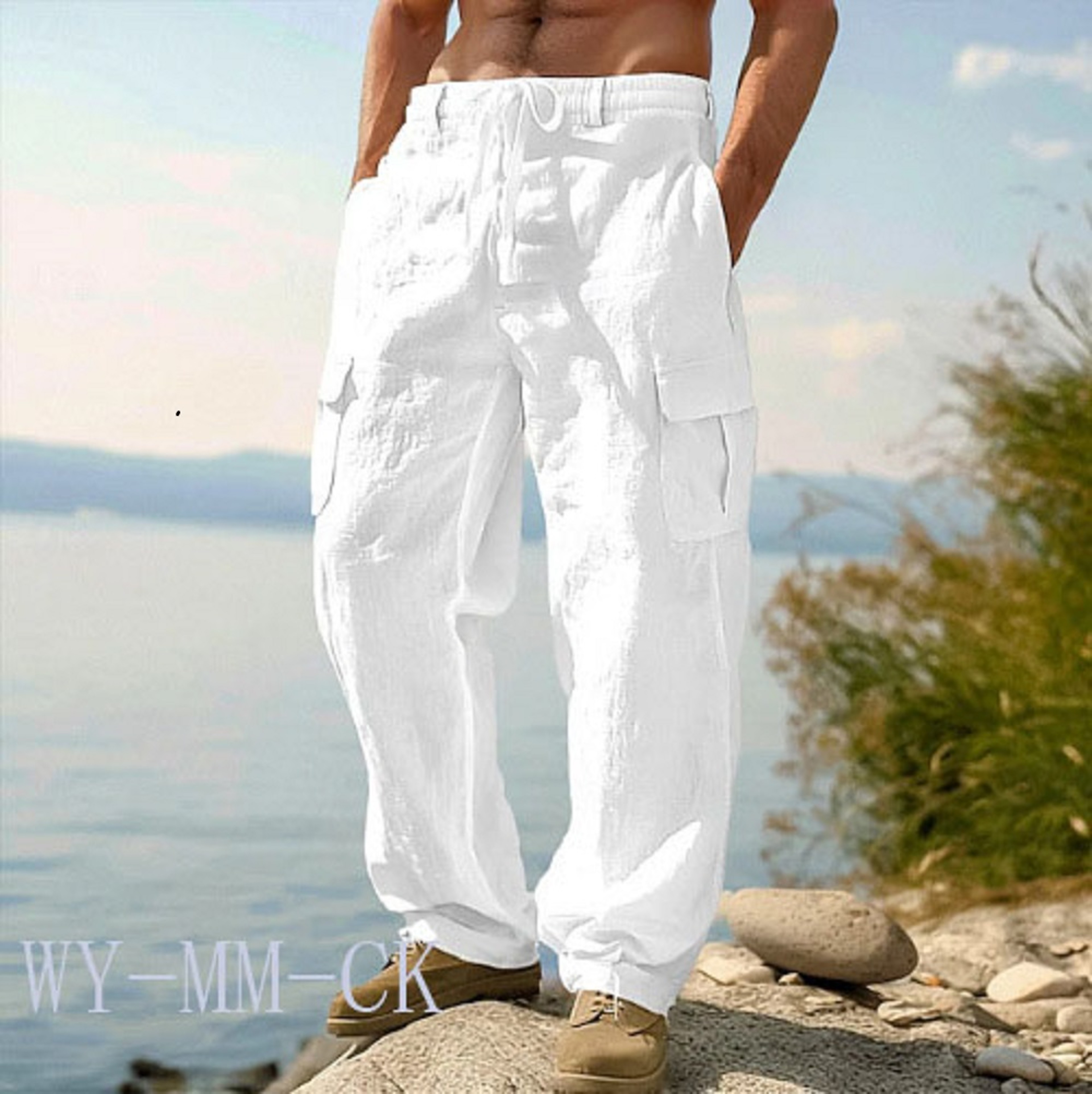 Mens Cotton Linen Trousers – view 8