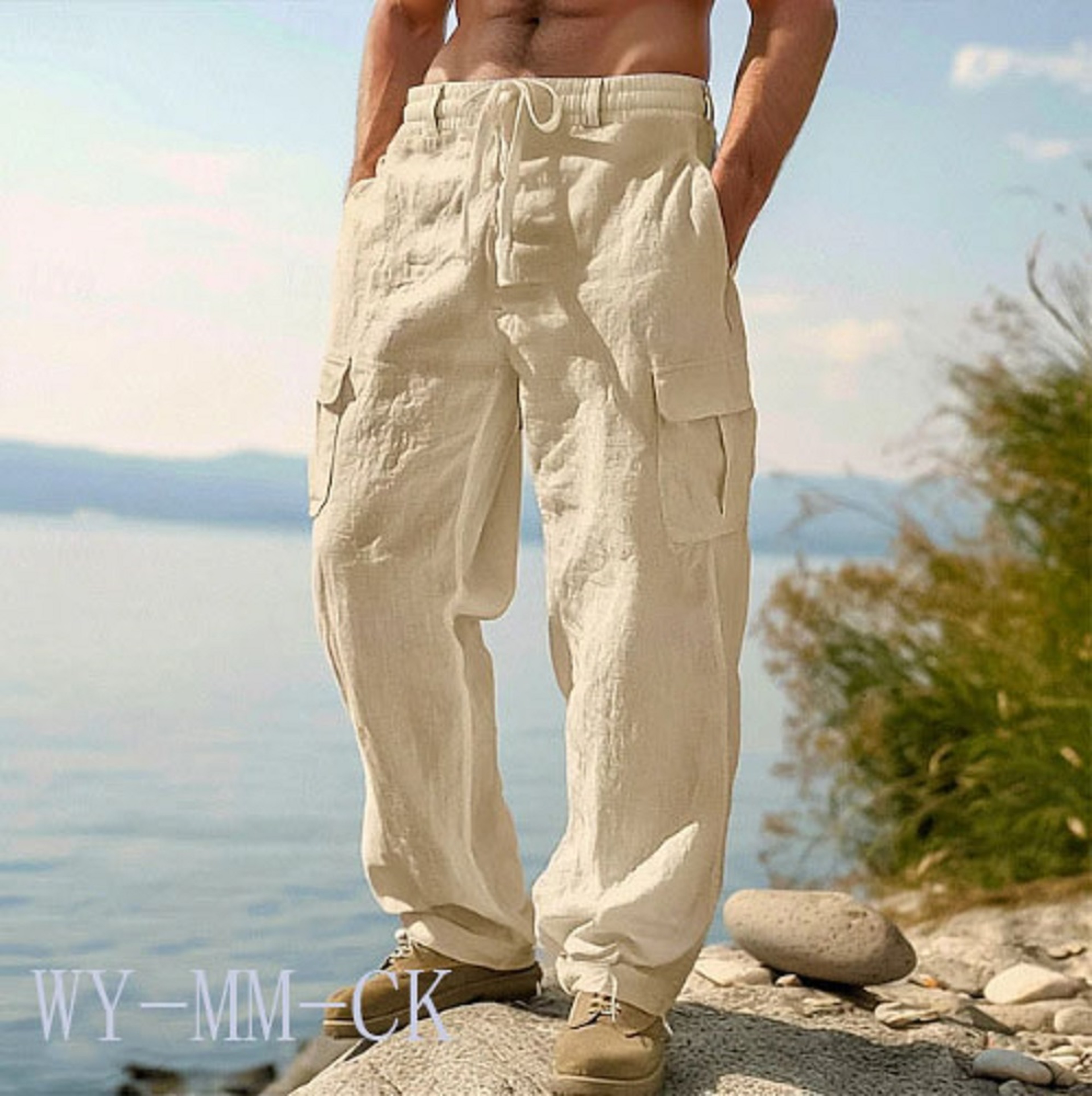 Mens Cotton Linen Trousers – view 9