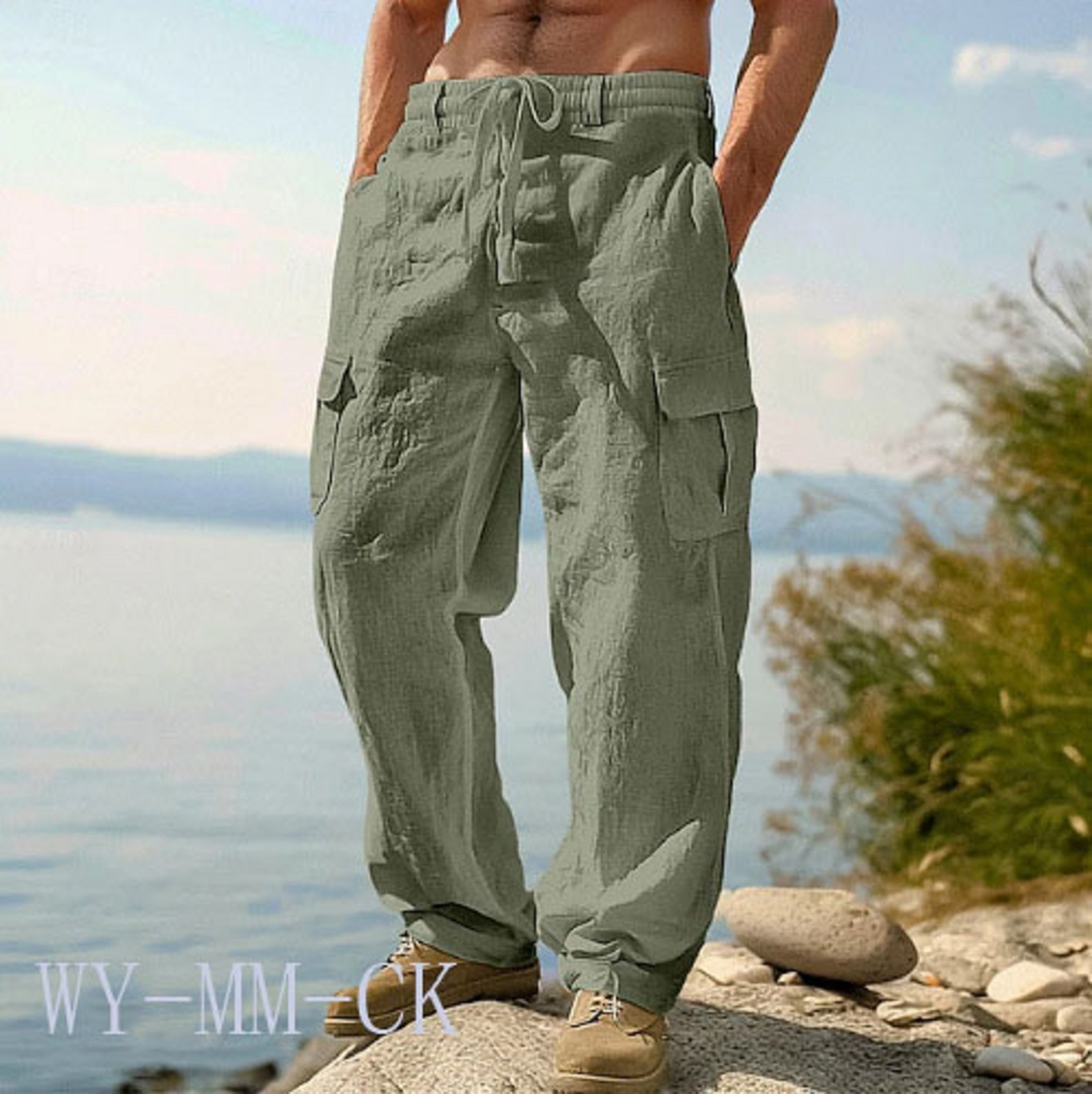 Mens Cotton Linen Trousers – view 12
