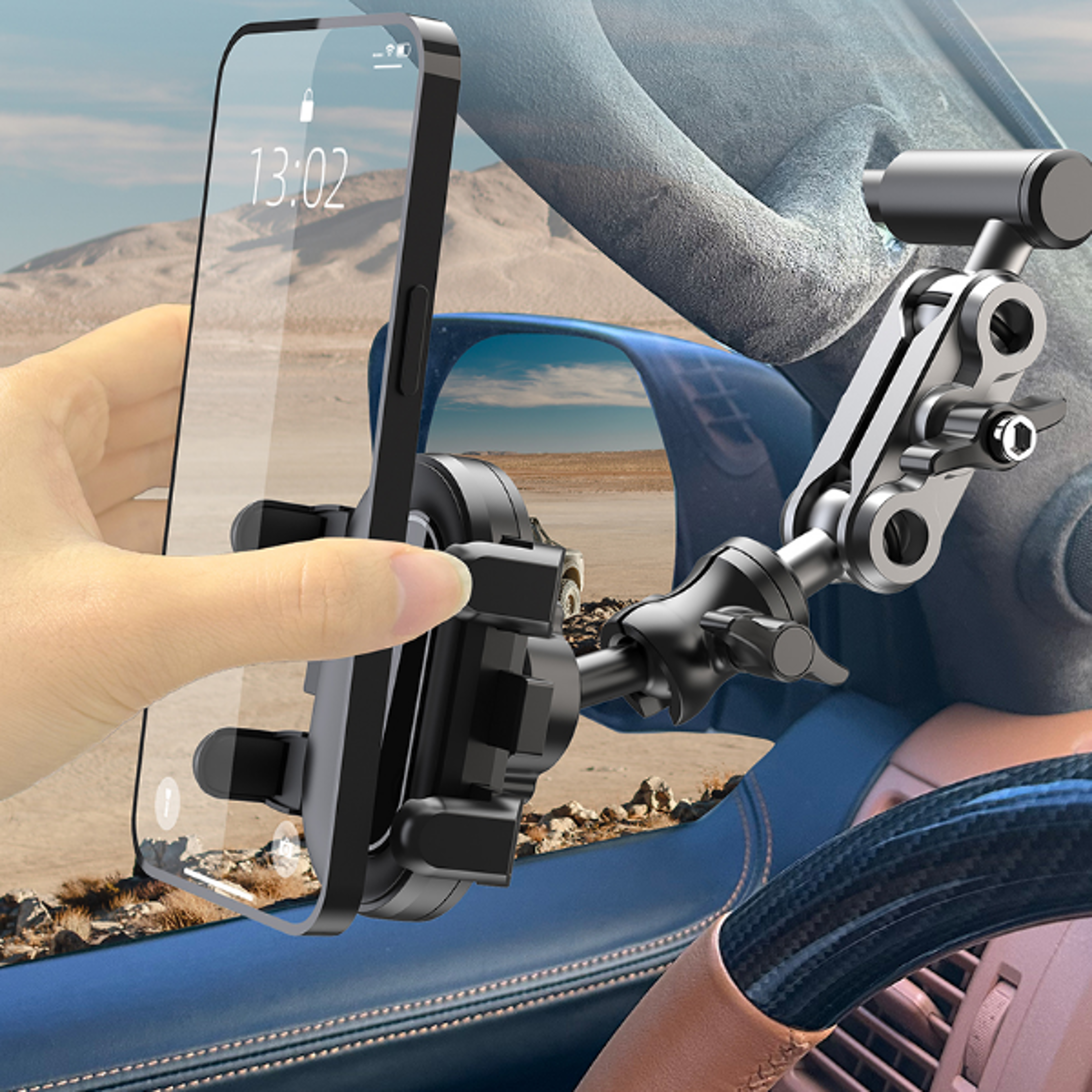 Car Handle Armrest Phone Holder Car Apillar Mobile Phone Bracket Offroad Vehicle Truck Handle A