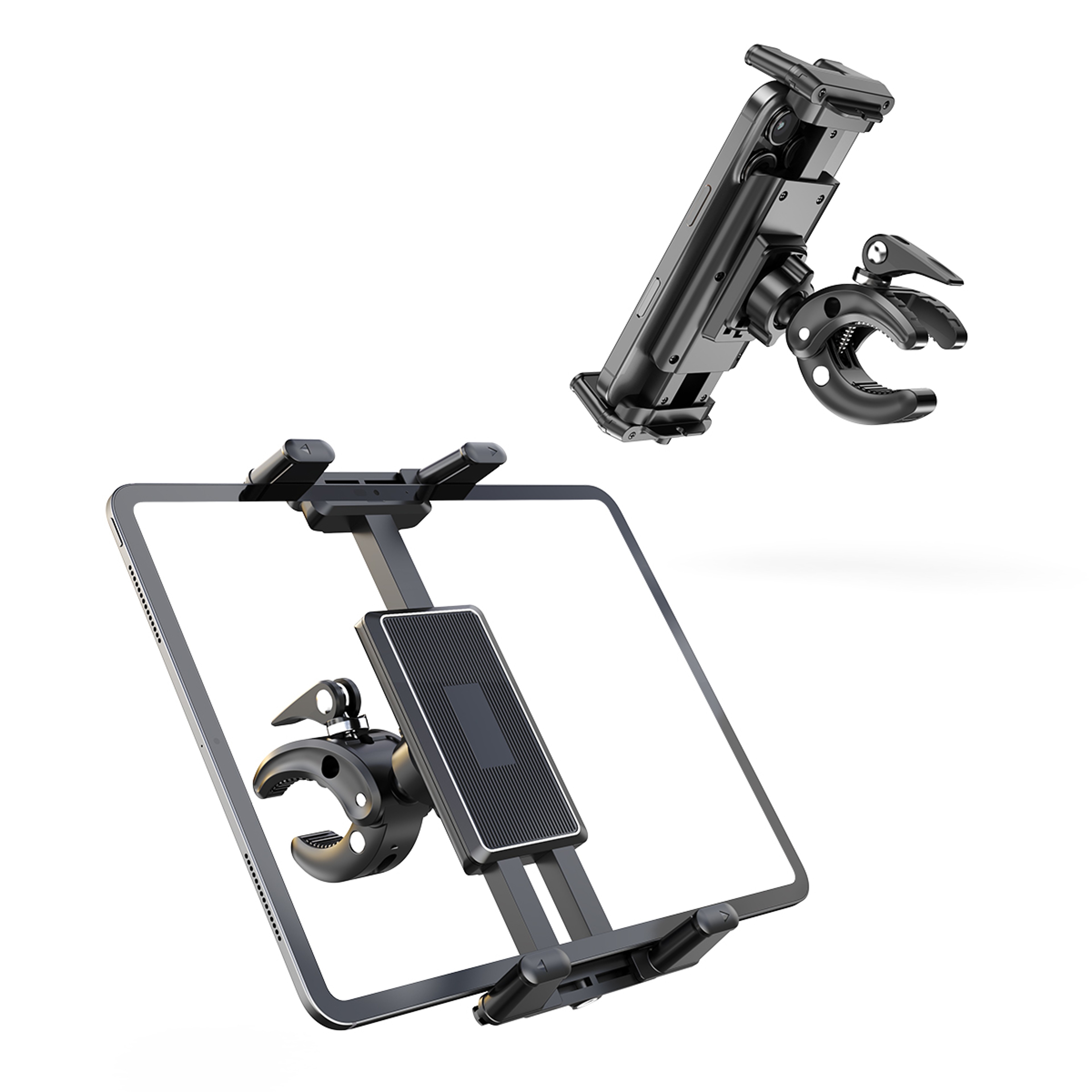 Universal Phone and Tablet Holder for Treadmills, Spin Bikes, Strollers, Wheelchairs, Golf Carts, and Music Stands – view 1