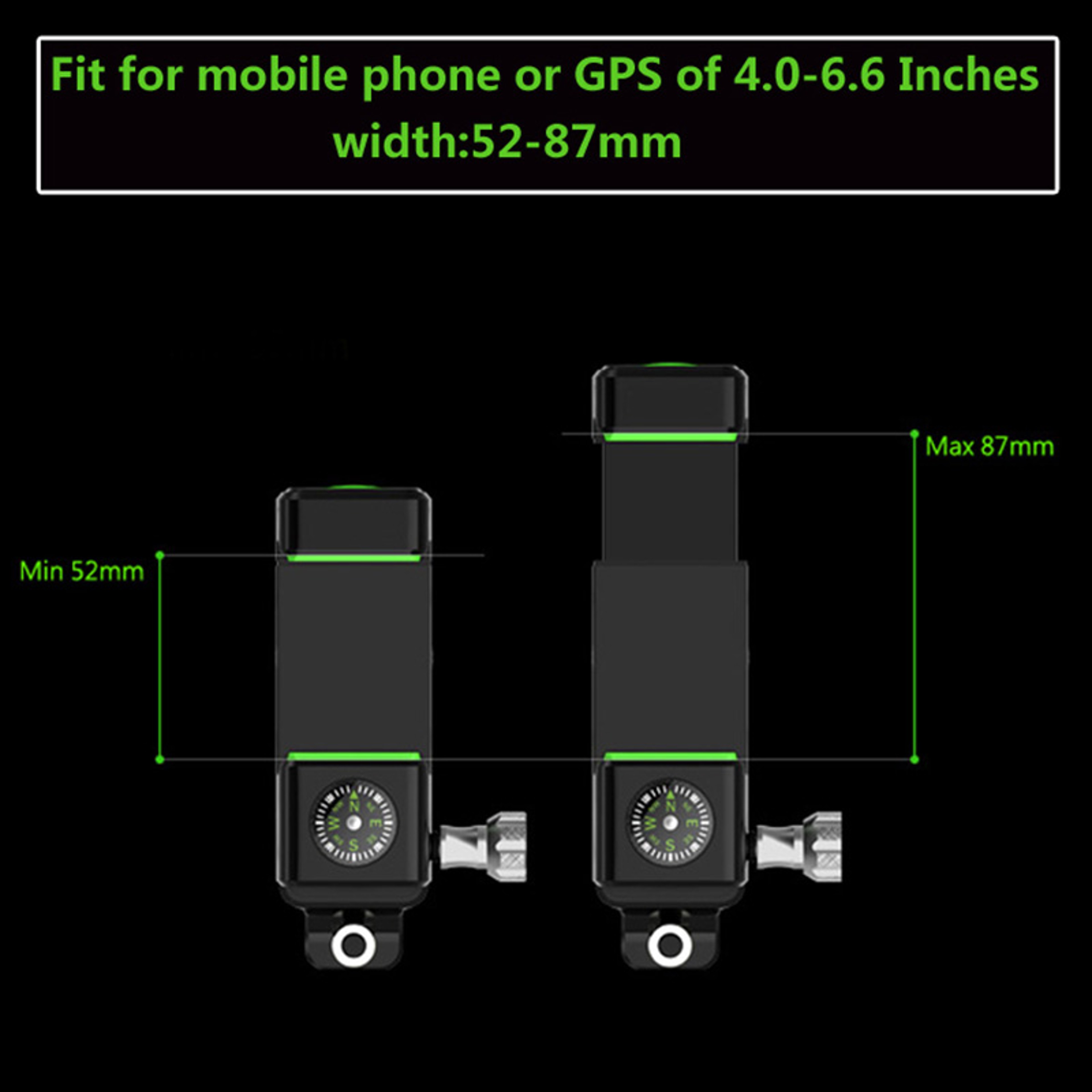 Universal Bike Phone Mount Motorcycle Handlebar Cell Phone Holder With Compass 2