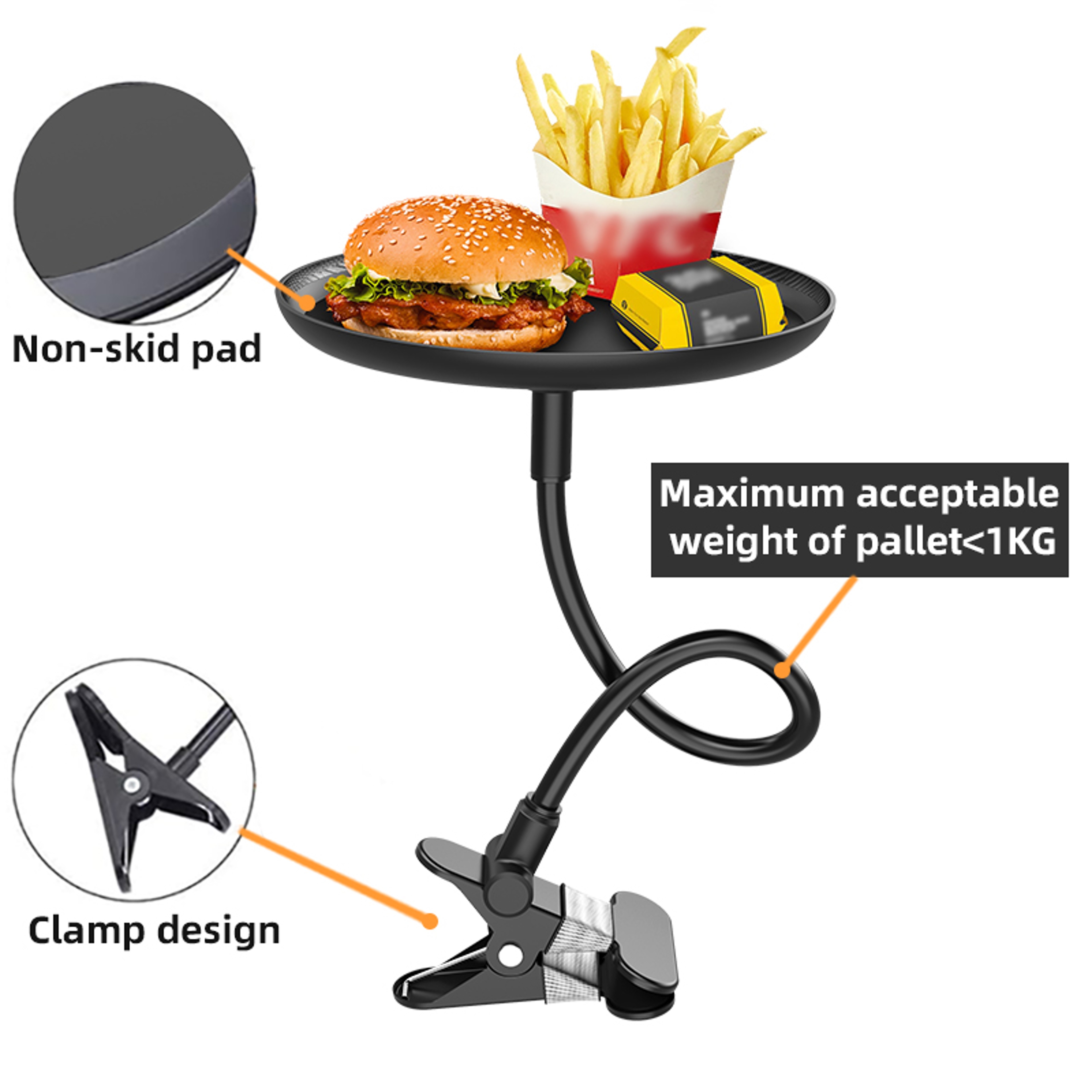 Multipurpose Car Dining Tray Round Beverage  Phone Holder For Road Trips 2