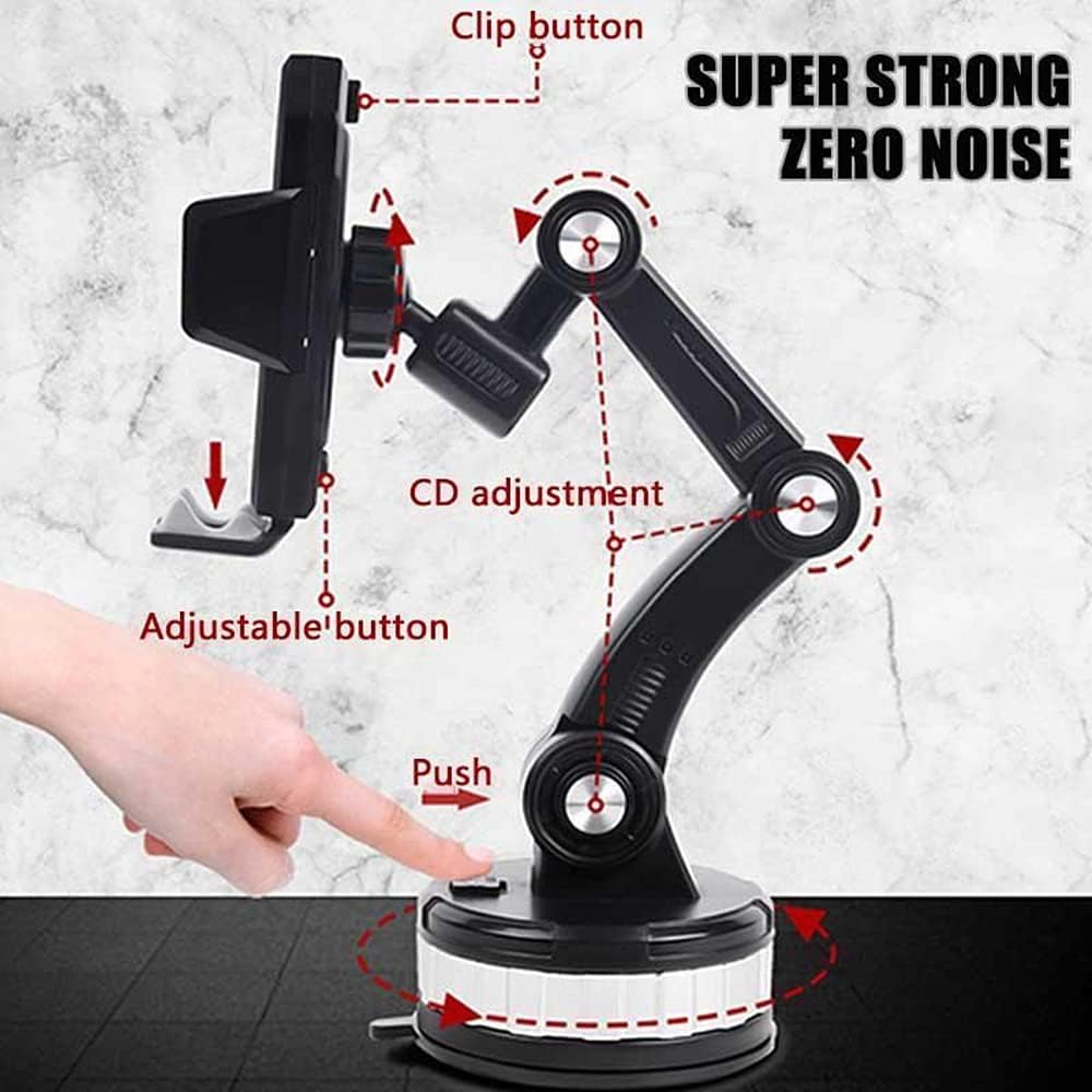 OneButton Popup Universal Dashboard Windshield Phone Holder Strong Suction Cup Cell Phone Stand 3