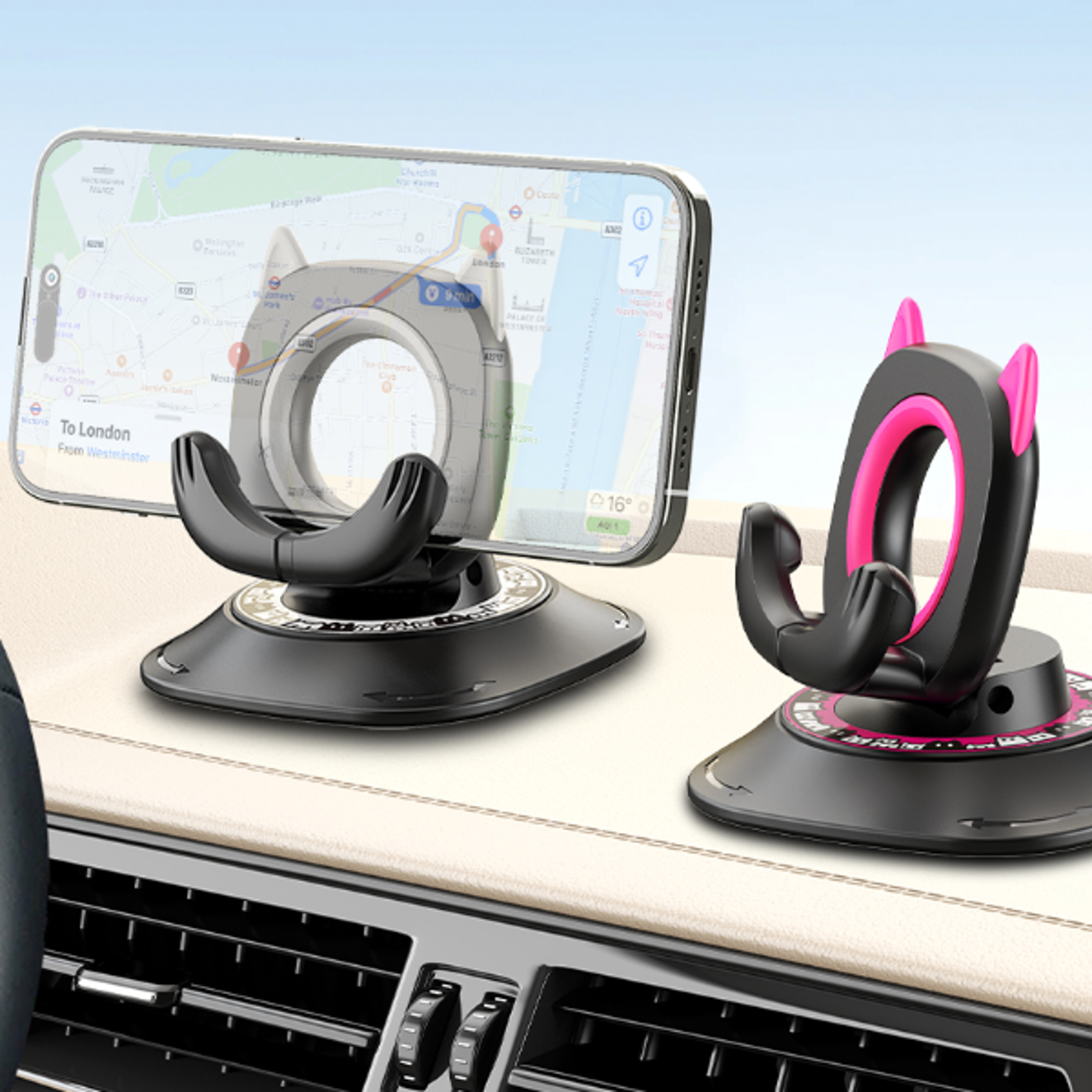 360 Degree Rotating NonSlip Car Phone Holder Mat Dashboard Cell Phone Stand Compatible with All Sm