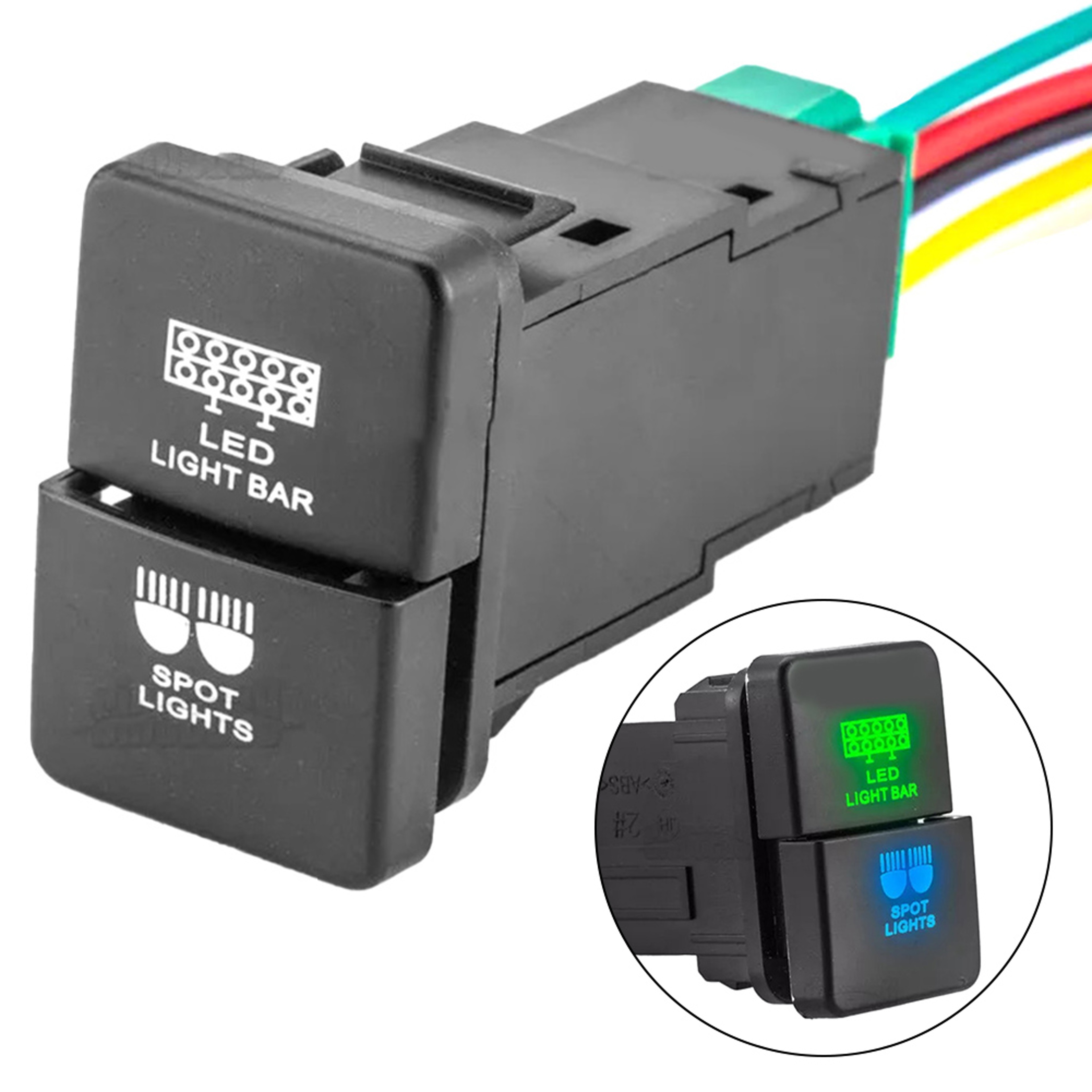 Toyota Tacoma Automotive Fog Light Switch Wiring Harness Dual Push Button LED Light Bar 3