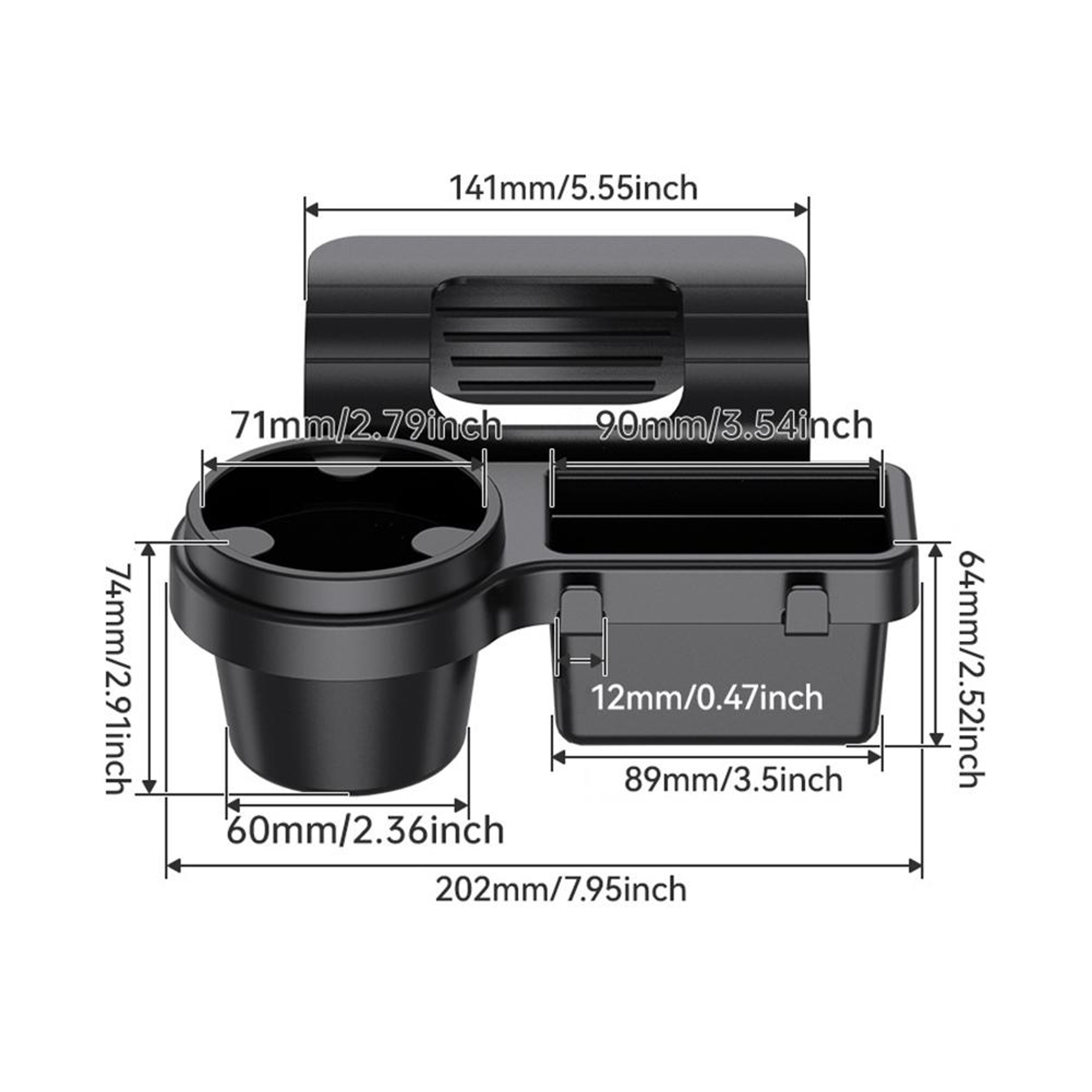 Portable Car Door Cup Holder  Window Organizer With Dual Hanging Hooks  Charging Port 4