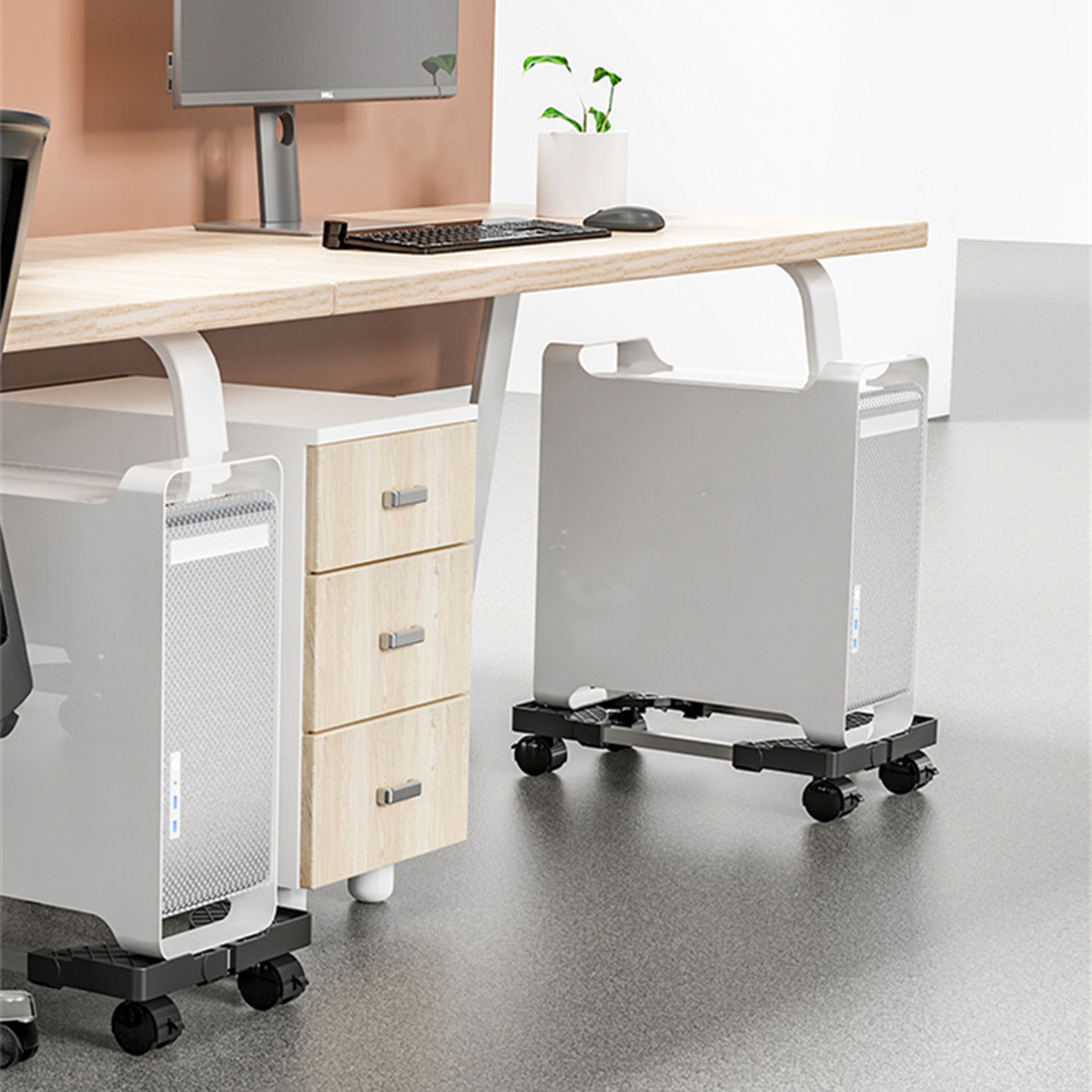 Adjustable Mobile CPU Tower Stand With Rolling Caster Wheels  PC Holder Cooling Stand For Desktop 3