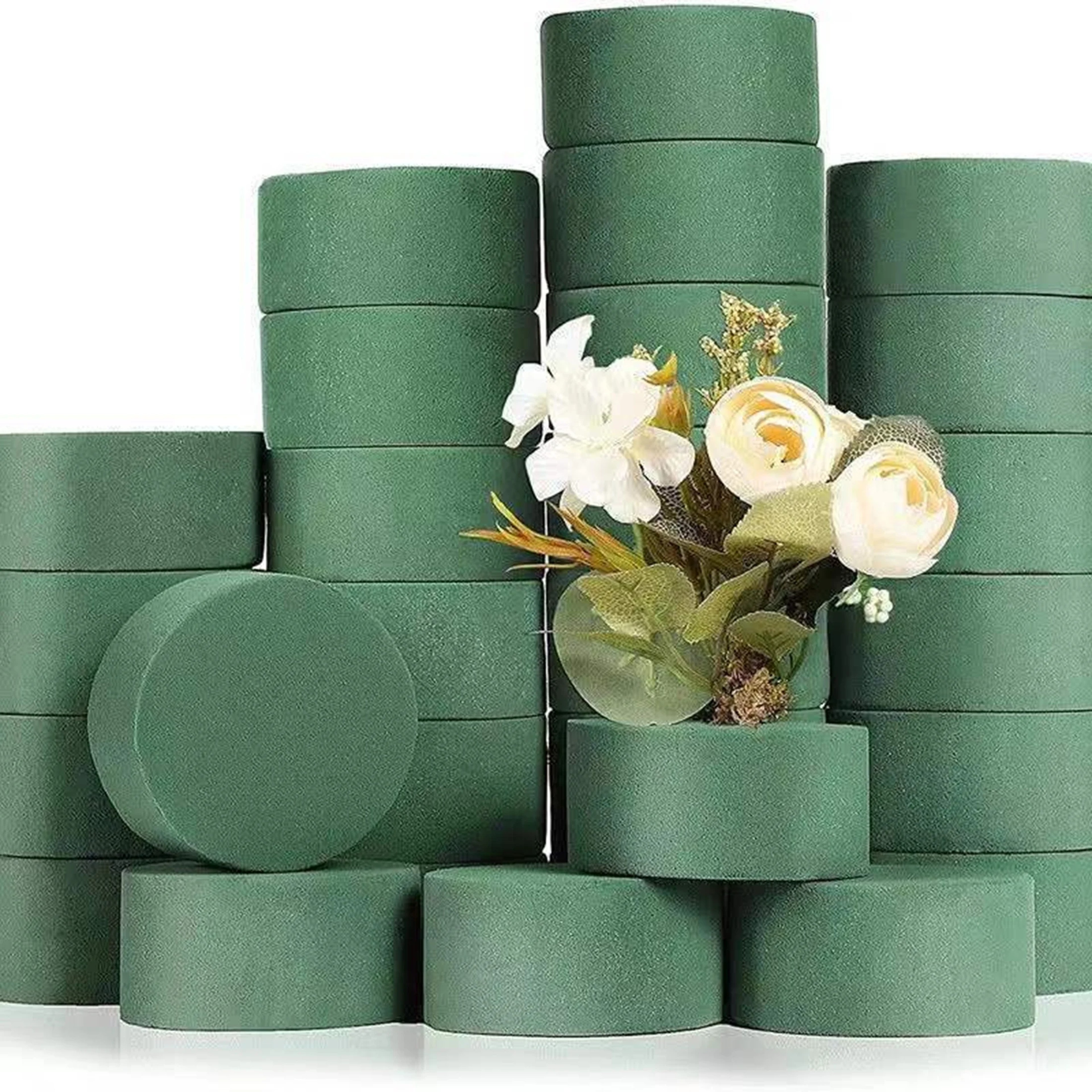 Green Floral Foam Blocks For DIY Flower Arrangements  Round Floral Foam Bricks For Artificial Flowe 0