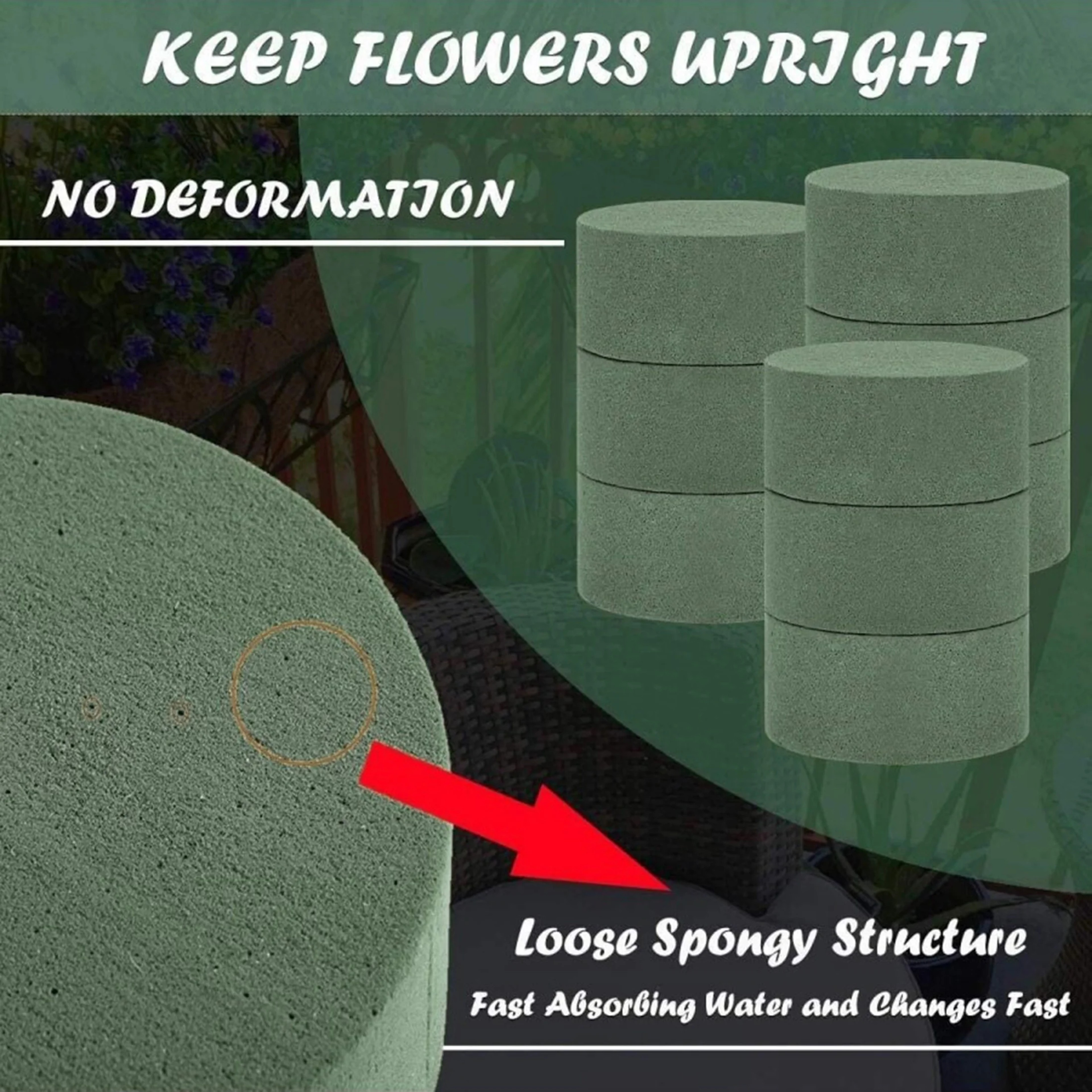 Green Floral Foam Blocks For DIY Flower Arrangements  Round Floral Foam Bricks For Artificial Flowe 4
