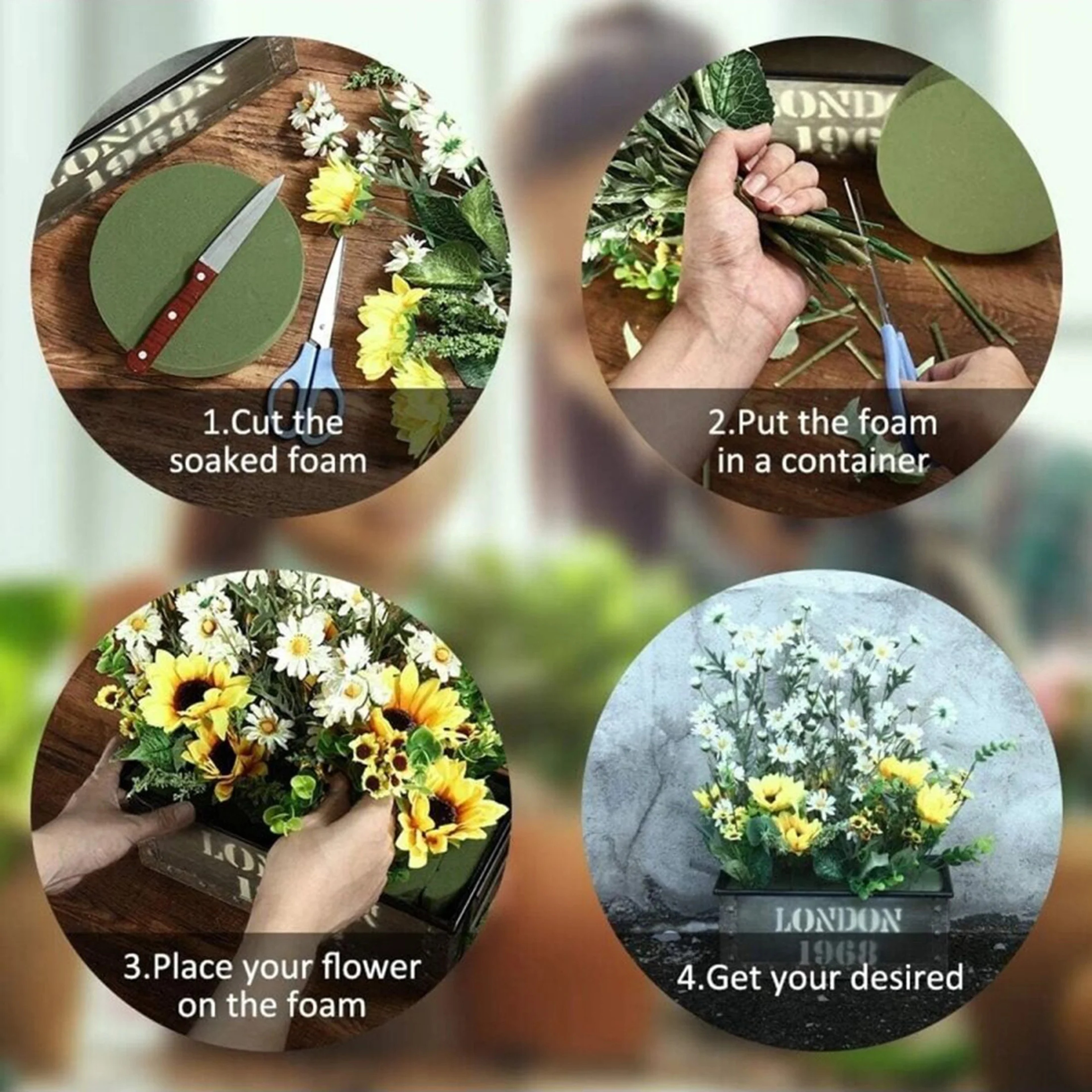 Green Floral Foam Blocks For DIY Flower Arrangements  Round Floral Foam Bricks For Artificial Flowe 5