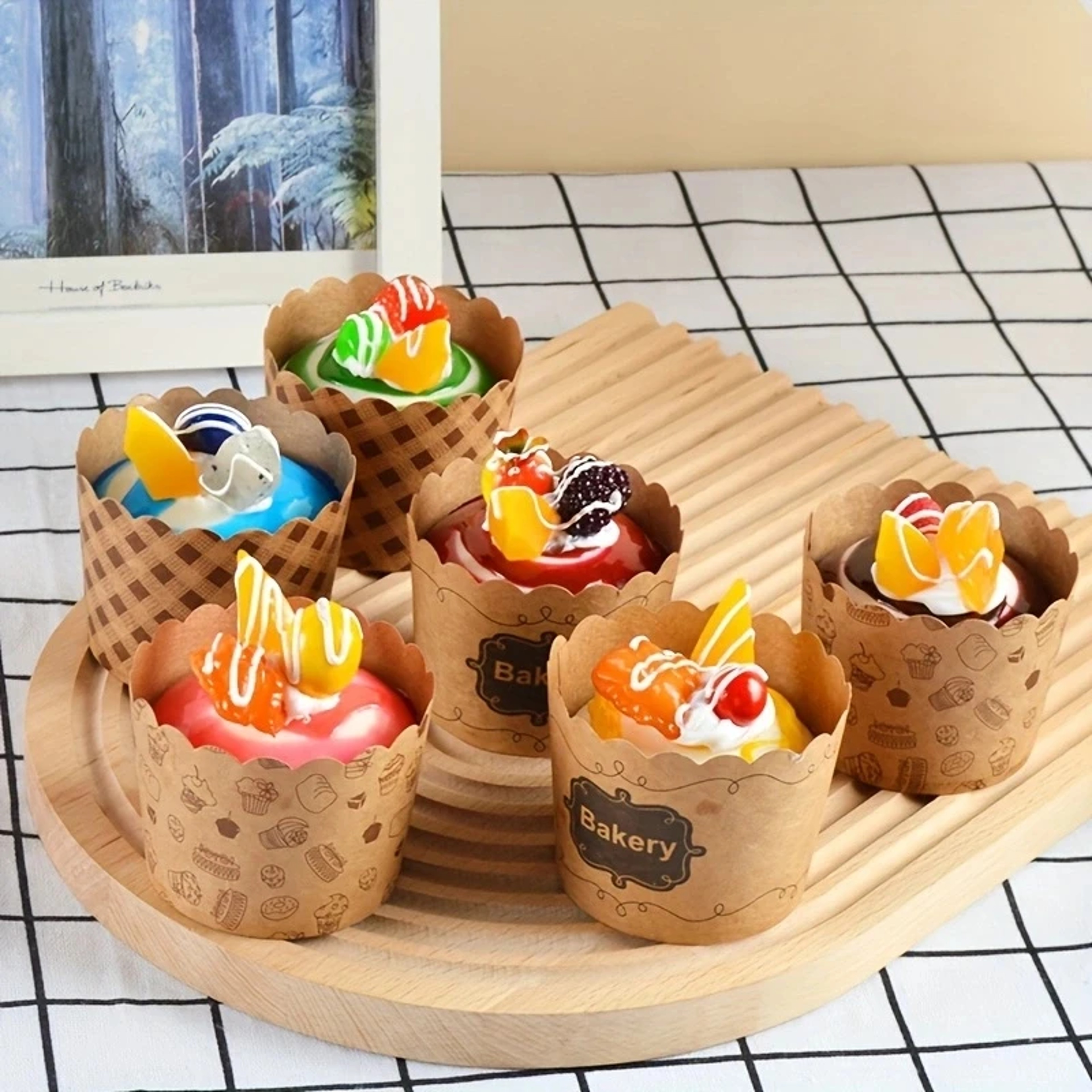 HeatResistant Kraft Paper Muffin Cups For Baking  Small Kitchen Accessories For Cakes Pastries And  0