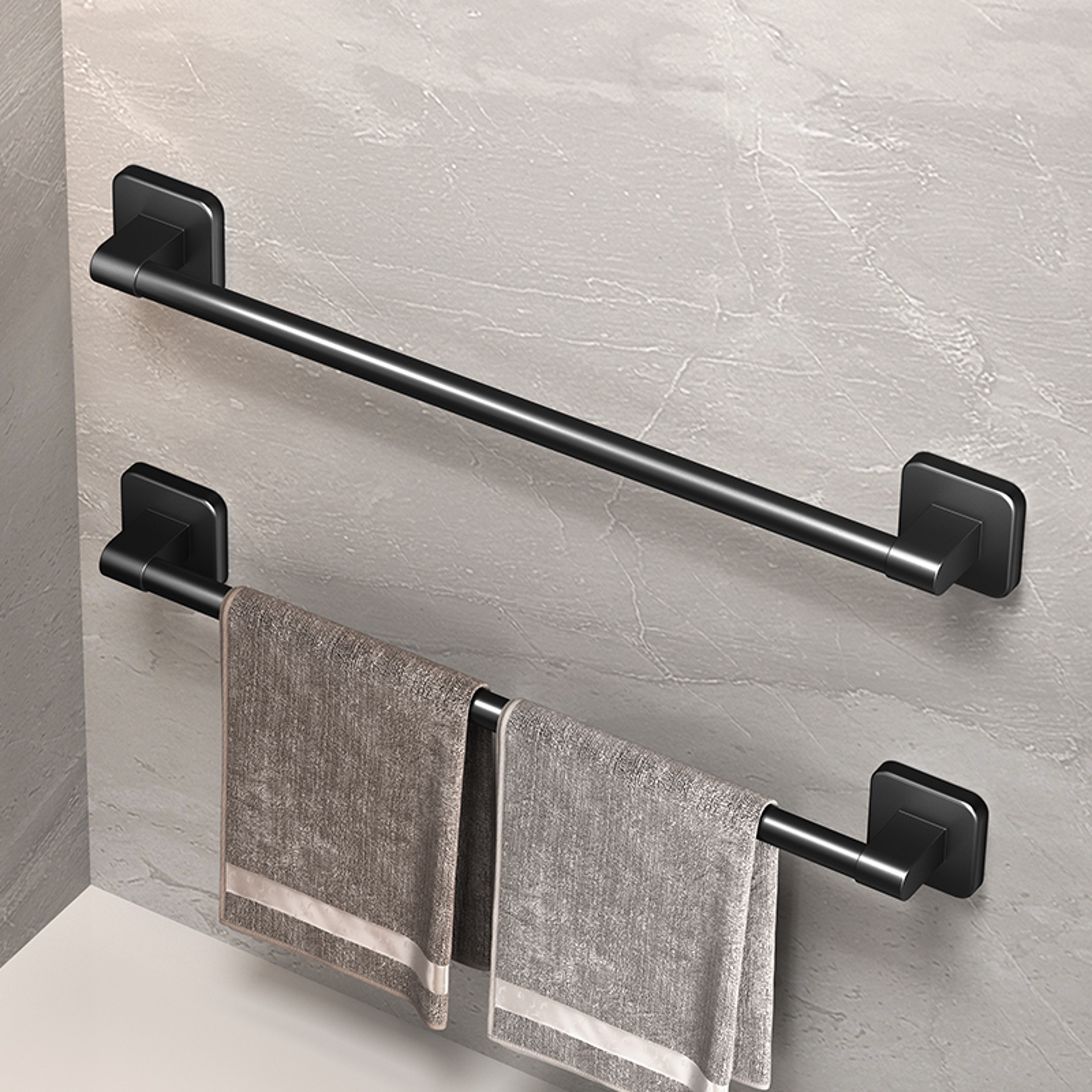 Self Adhesive Bathroom Towel Holder No Drilling Modern Black  White Towel Rack For Easy Installatio 3