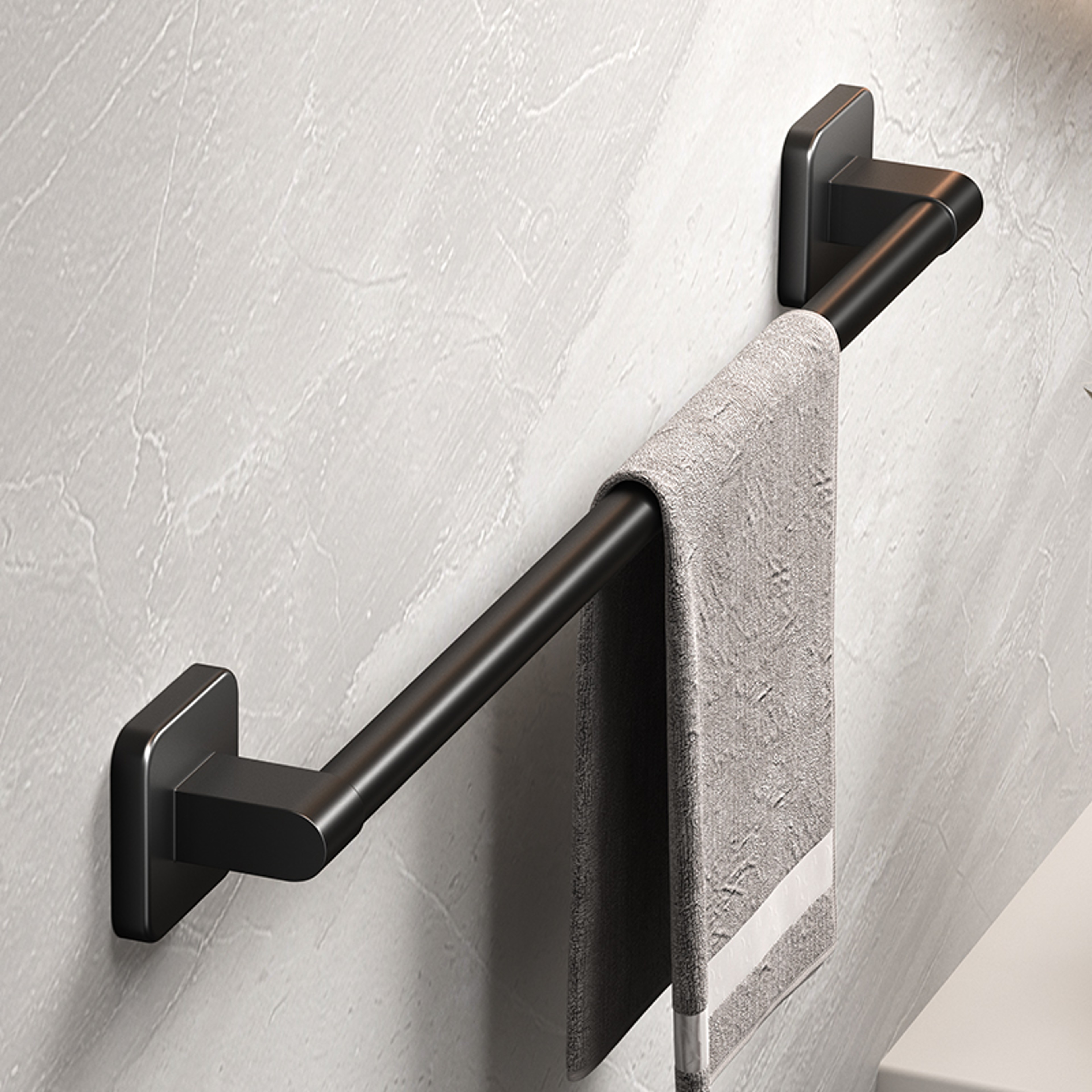 Self Adhesive Bathroom Towel Holder No Drilling Modern Black  White Towel Rack For Easy Installatio 6
