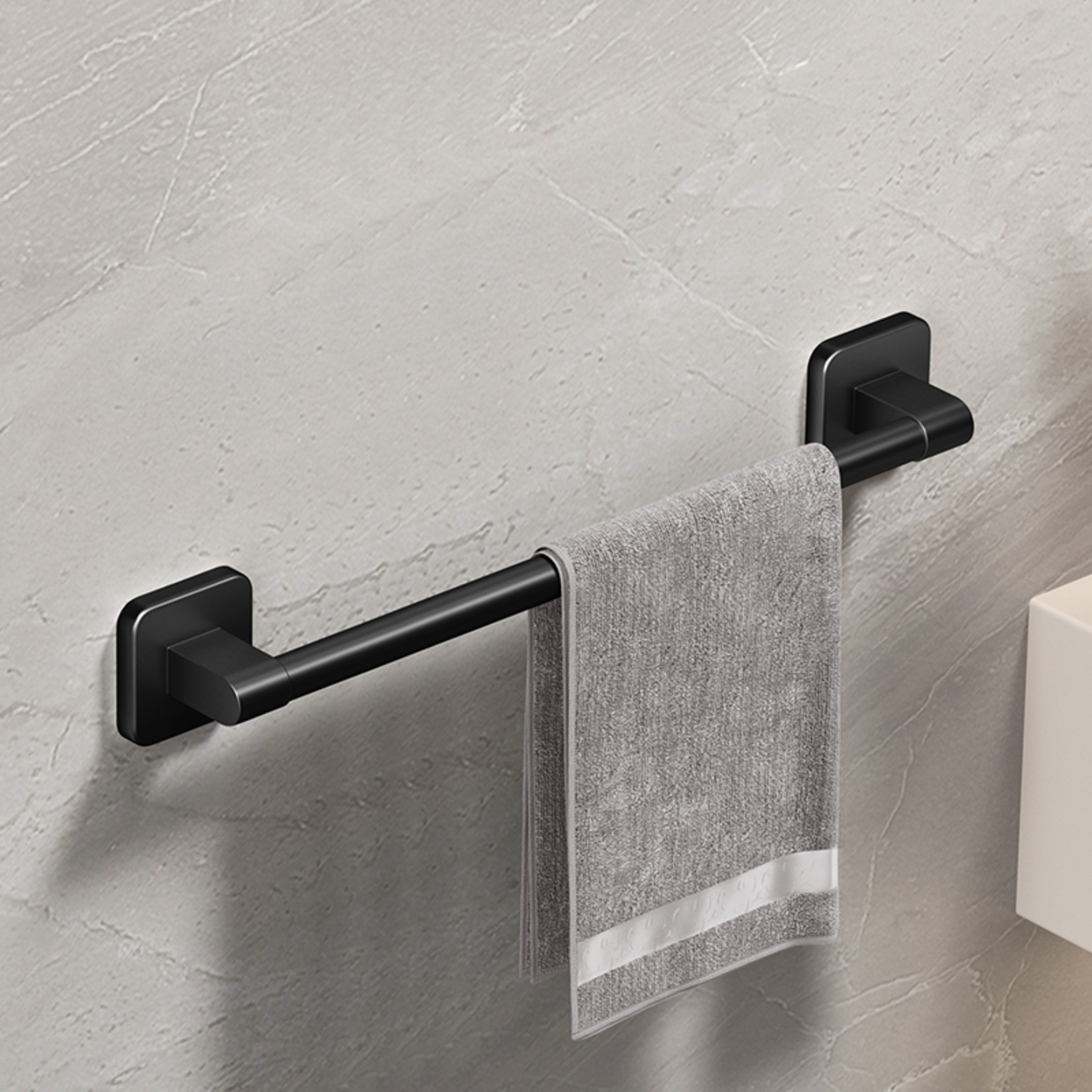 Self Adhesive Bathroom Towel Holder No Drilling Modern Black  White Towel Rack For Easy Installatio 5
