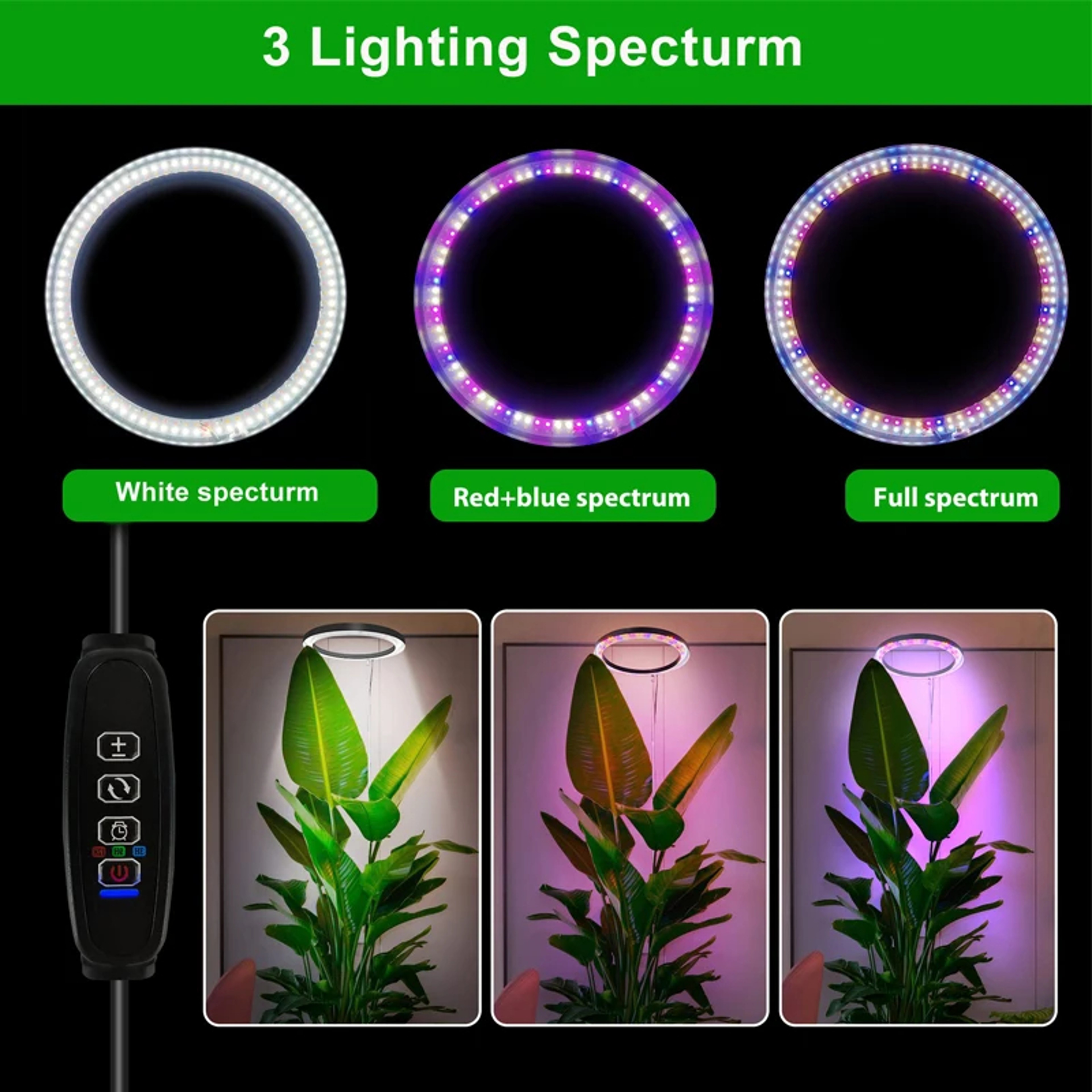 Adjustable LED Ring Grow Light For Indoor Plants Full Spectrum USB Lamp 3