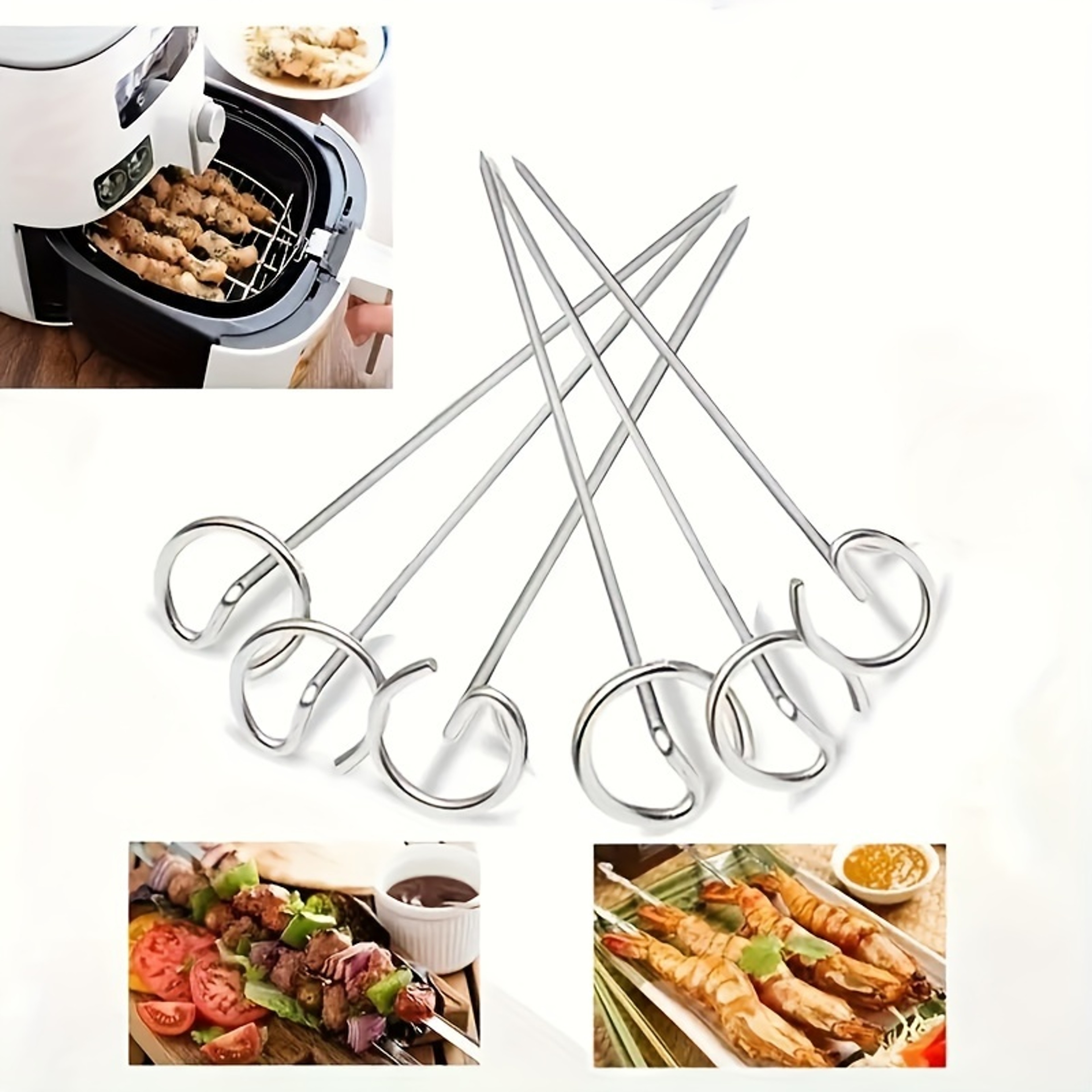 Premium Stainless Steel Air Fryer Skewer Grill Set Universal Vertical Grill  Food Grade Accessories 4