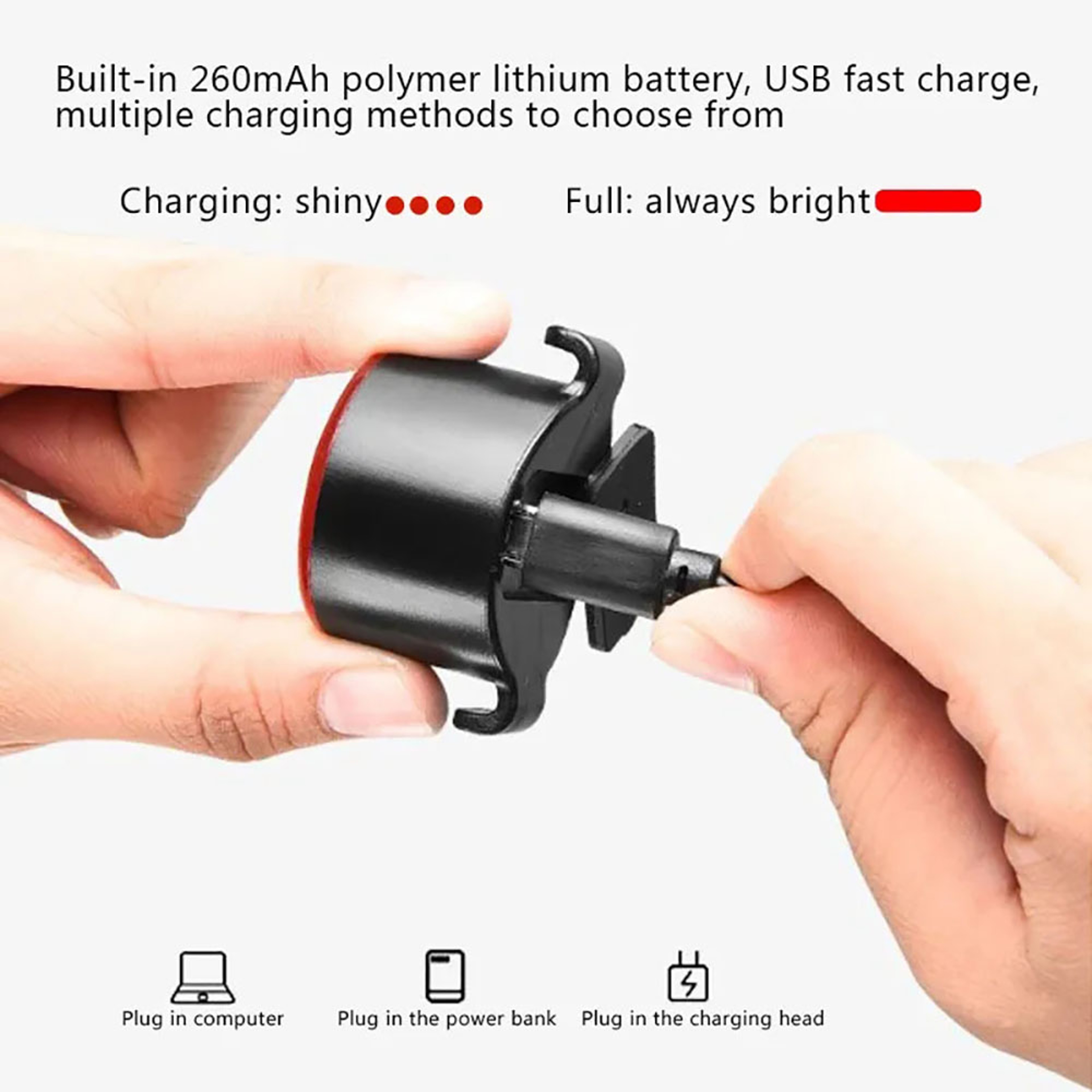 Rechargeable LED Bicycle Tail Light USB Powered Waterproof Safety Warning Lamp For Front  Rear 7
