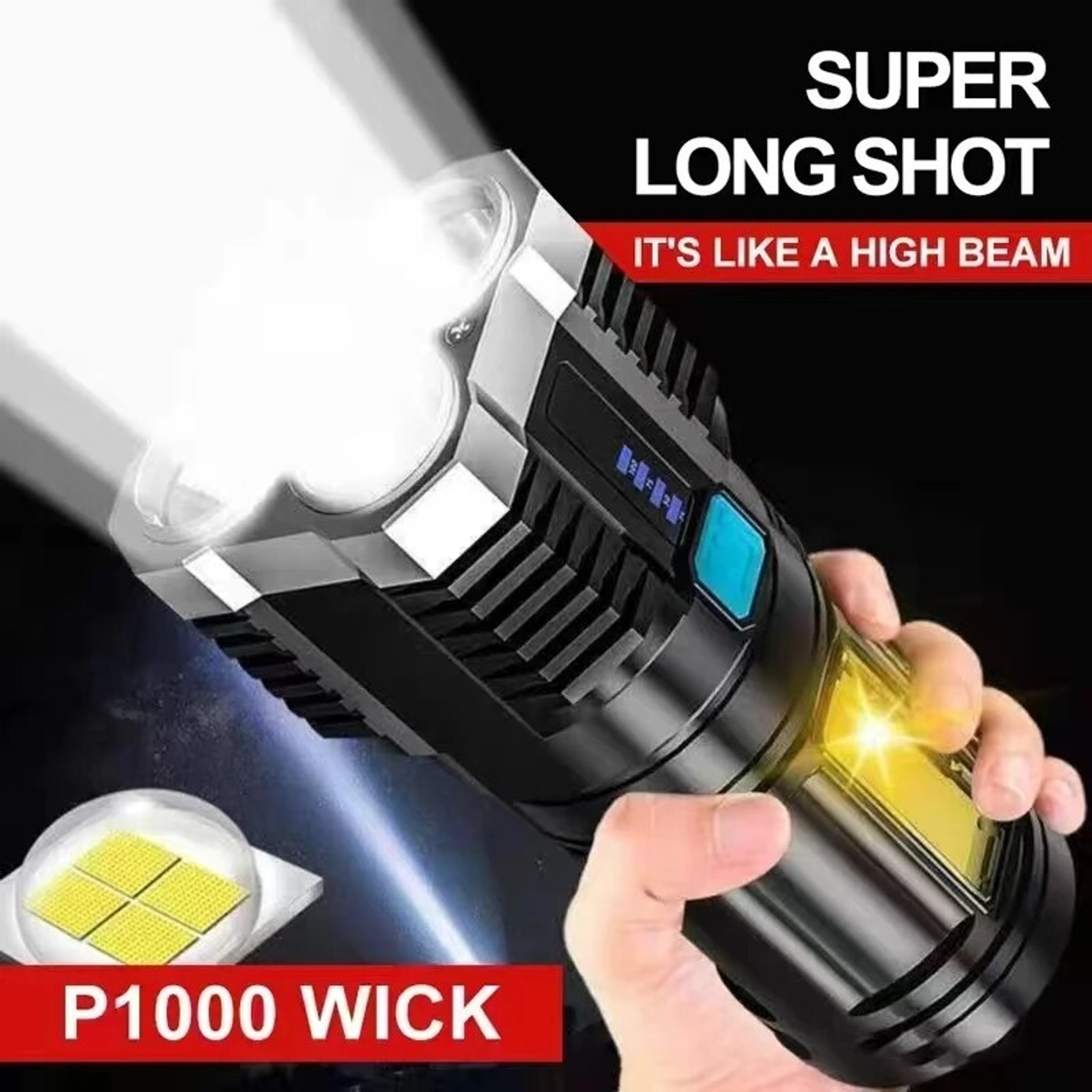 High Power LED Flashlight With COB Side Light Rechargeable Portable Hand Lantern For Camping And Ou 2
