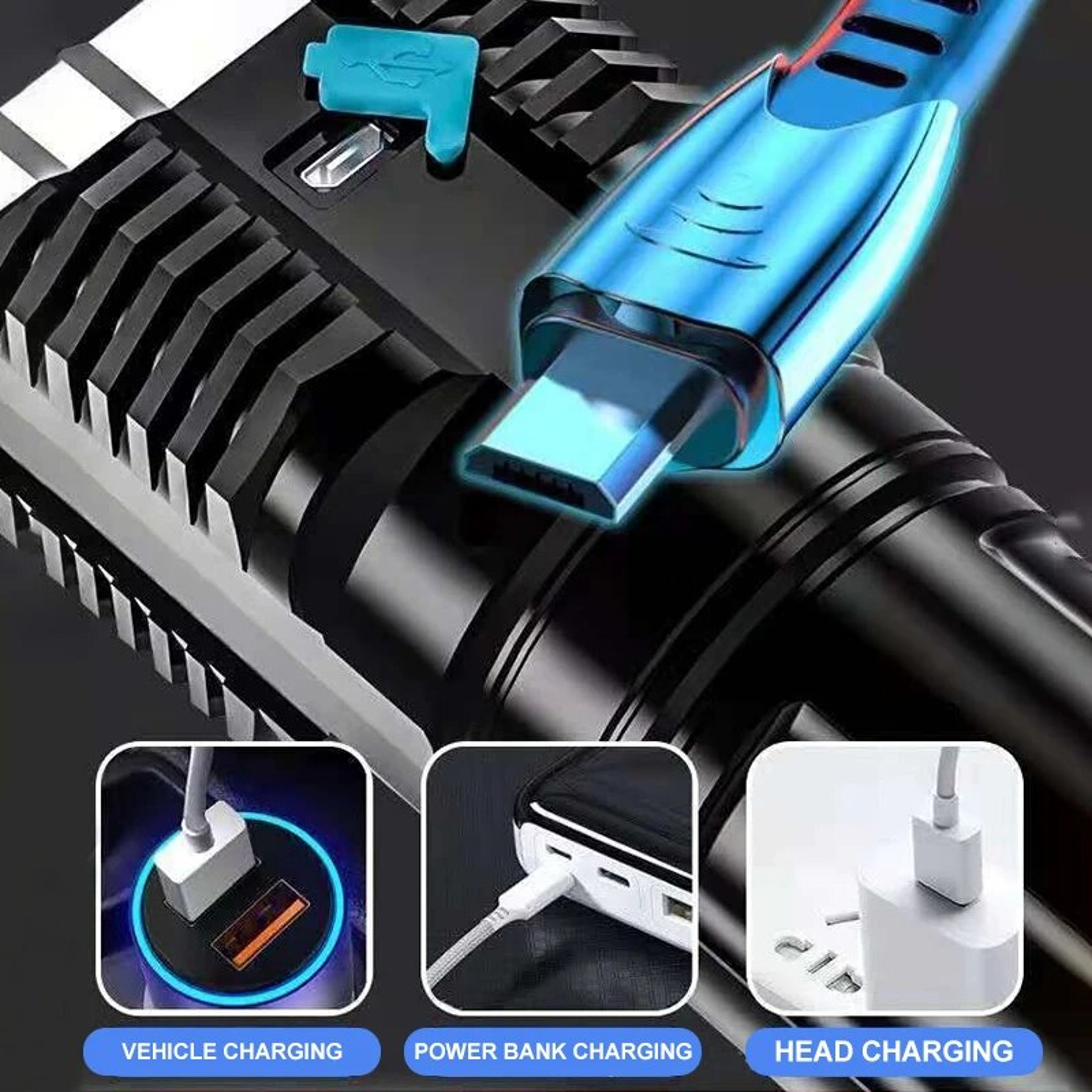 High Power LED Flashlight With COB Side Light Rechargeable Portable Hand Lantern For Camping And Ou 4