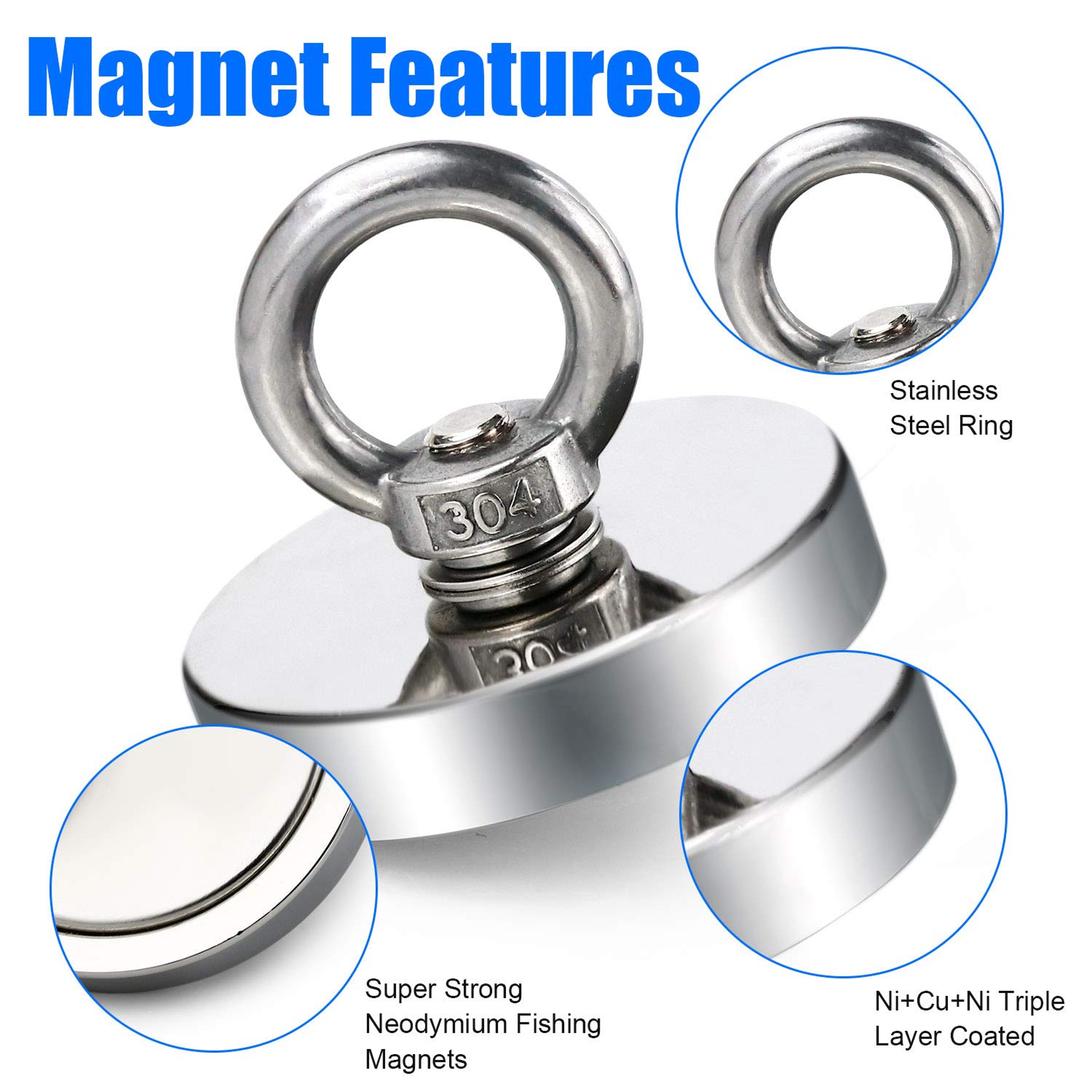 Super Strong Neodymium Fishing Magnet With Eyebolt For Salvage And Magnetic Fishing Heavy Duty Hook 3