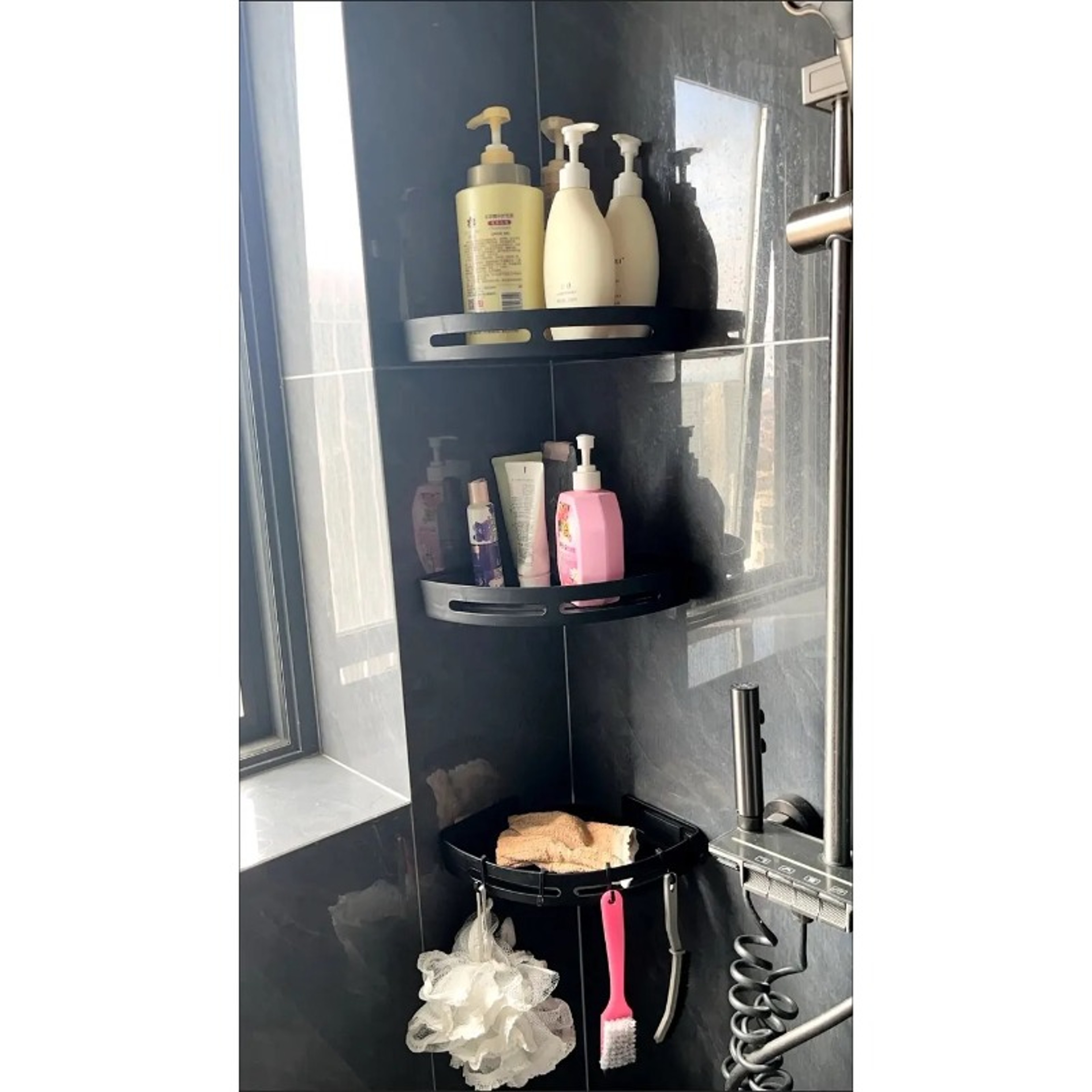 Strong Adhesive No Drill Shower Shelf Waterproof Bathroom Organizer For Shampoo And Towels 6