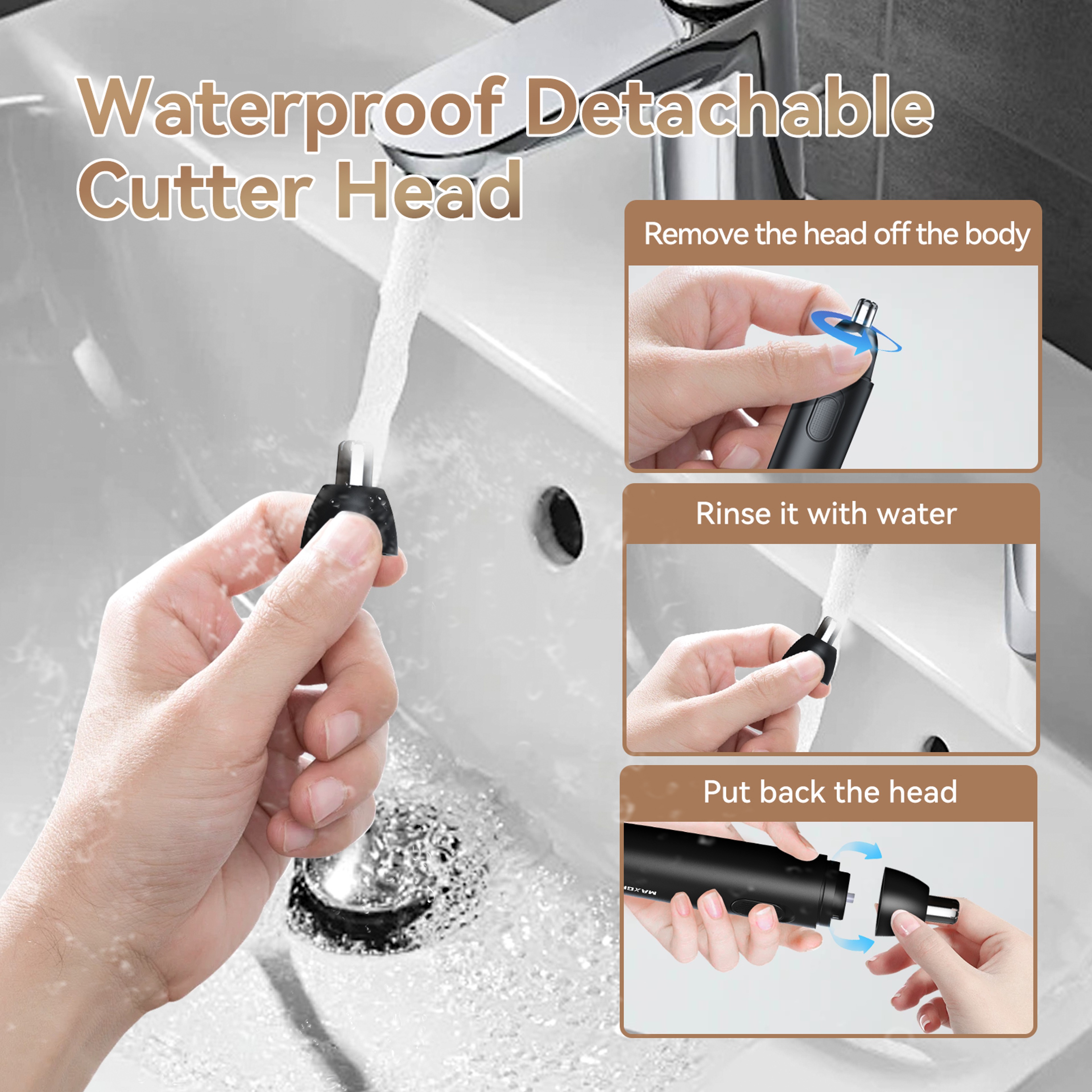 Rechargeable Nose Hair Trimmer For Men Painless Safe Rotating Dual Blade Shaver 4