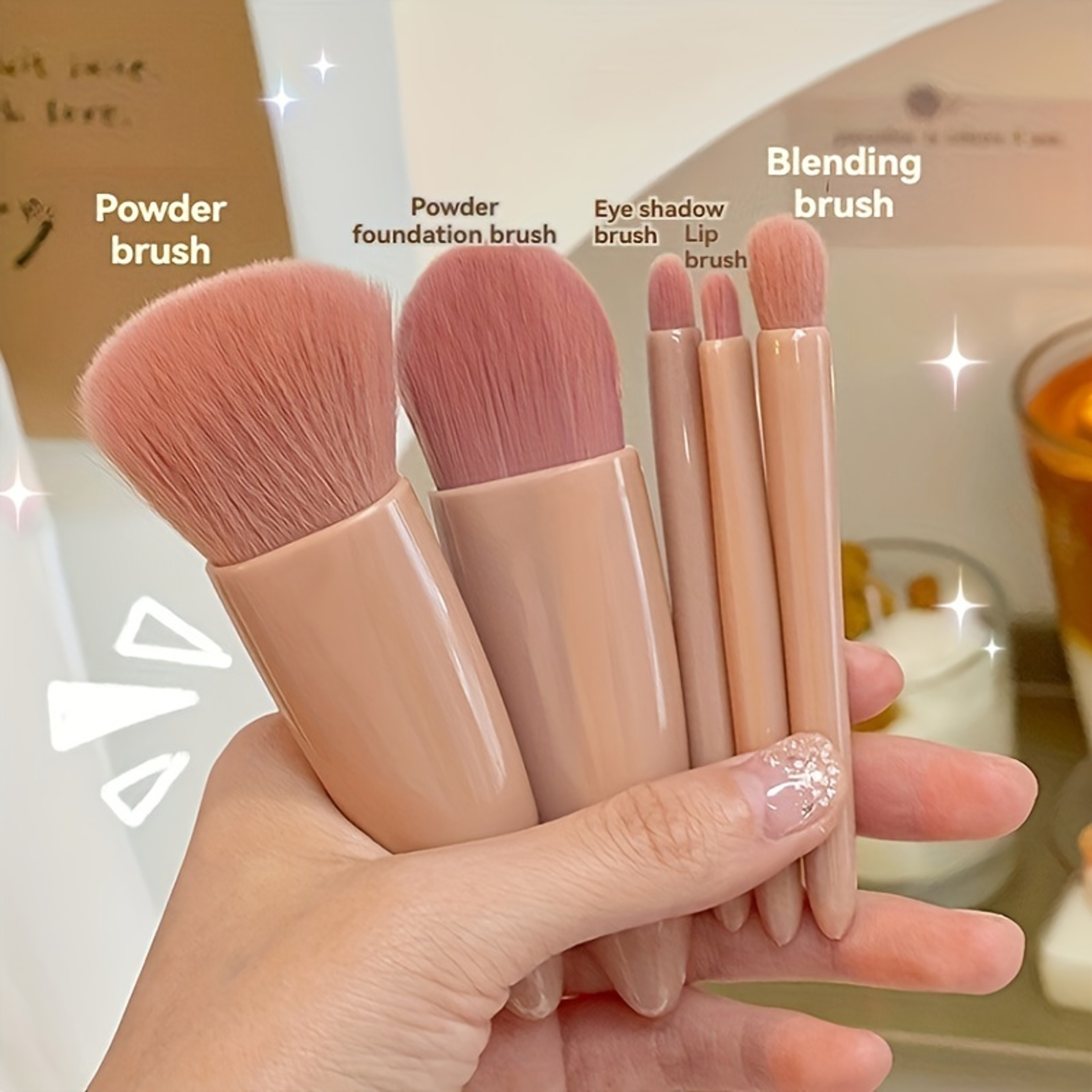 Portable Makeup Brush Set With Mirror Foldable Travel Kit Compact  Convenient Mini Makeup Brush Set 2