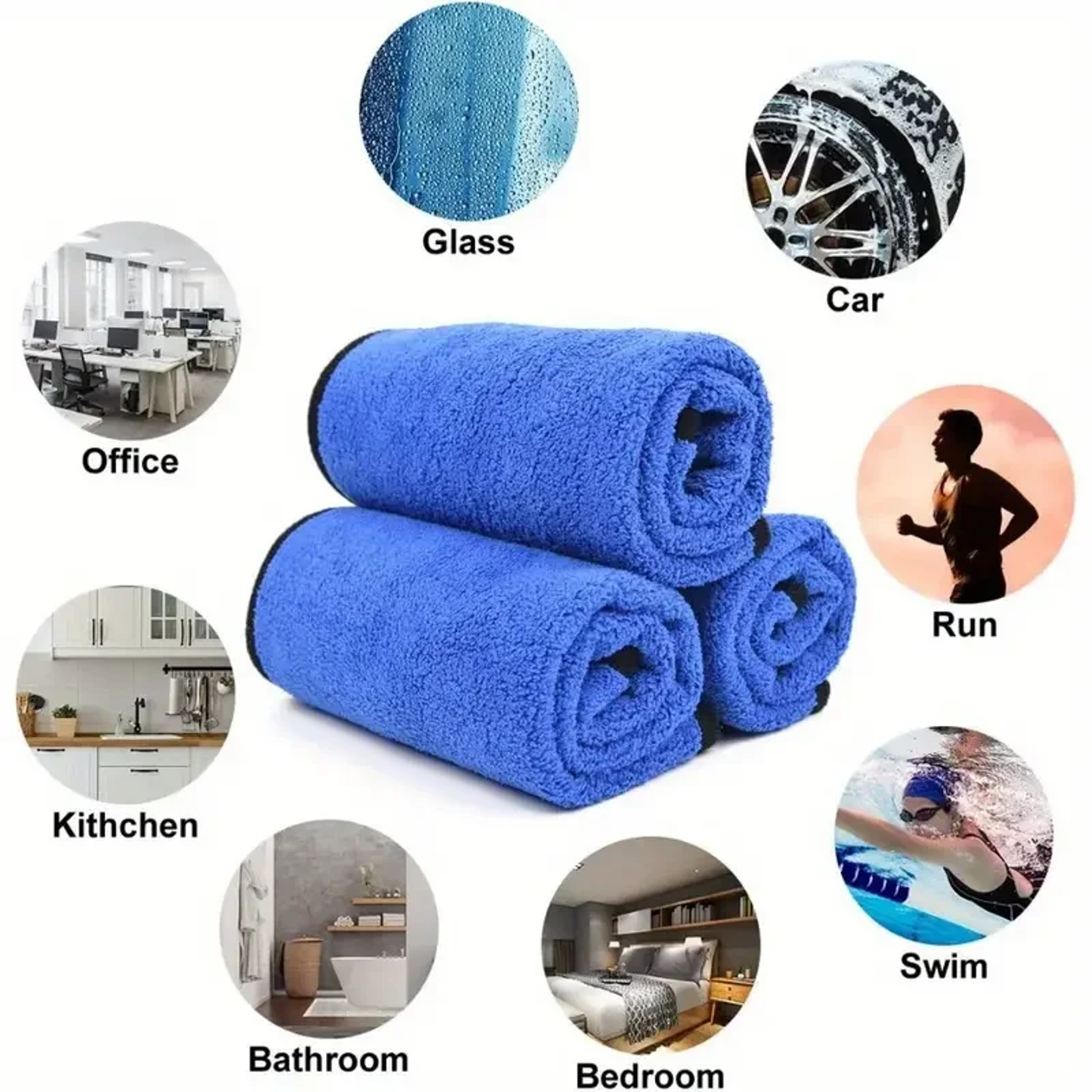 Microfiber Car Washing Towel Quick Drying  Soft Dual Layer Cleaning Cloth For Windows  Mirrors 1