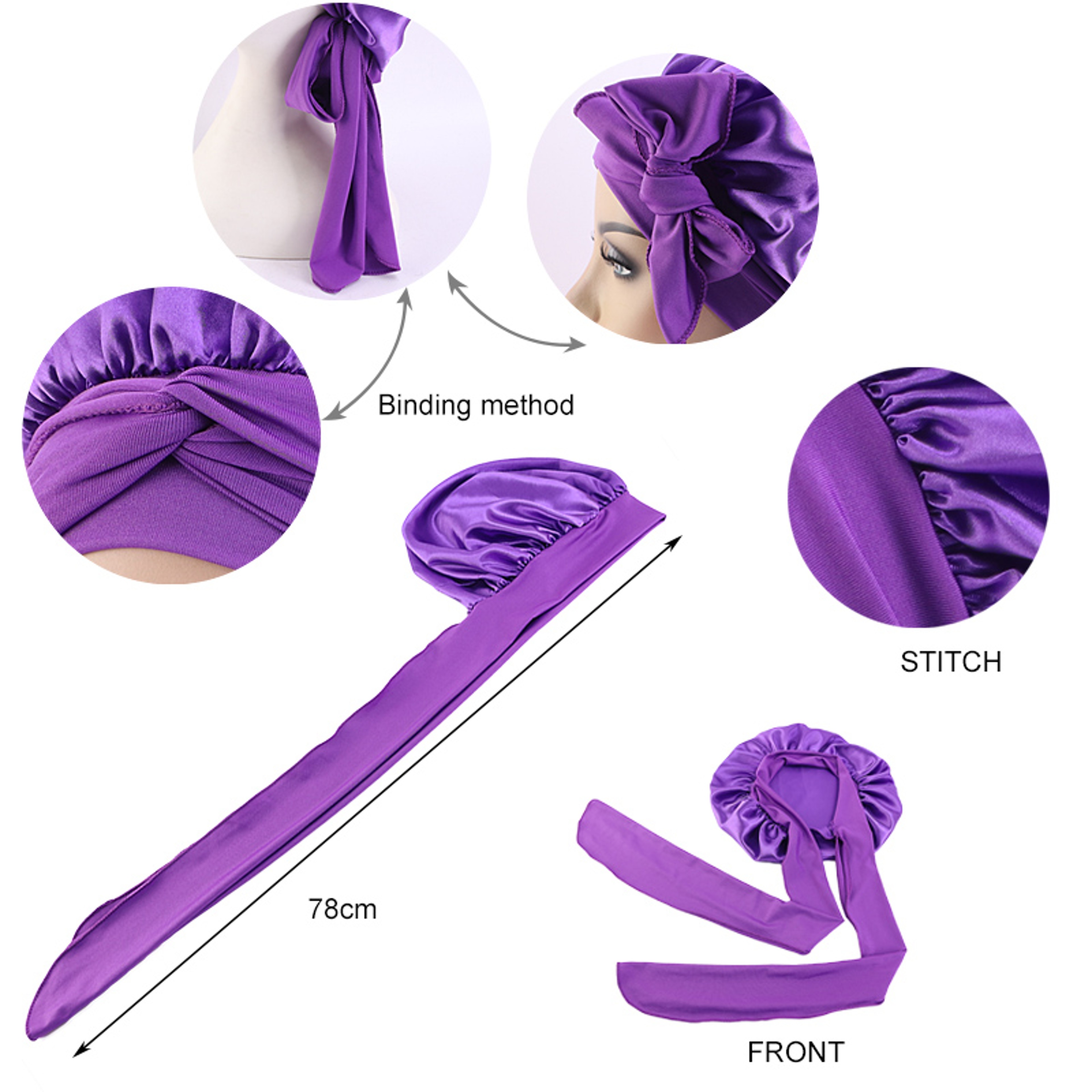 New Satin Sleeping Cap For Women Stretchy Silk Nightcap For Hair Care  Shower 6