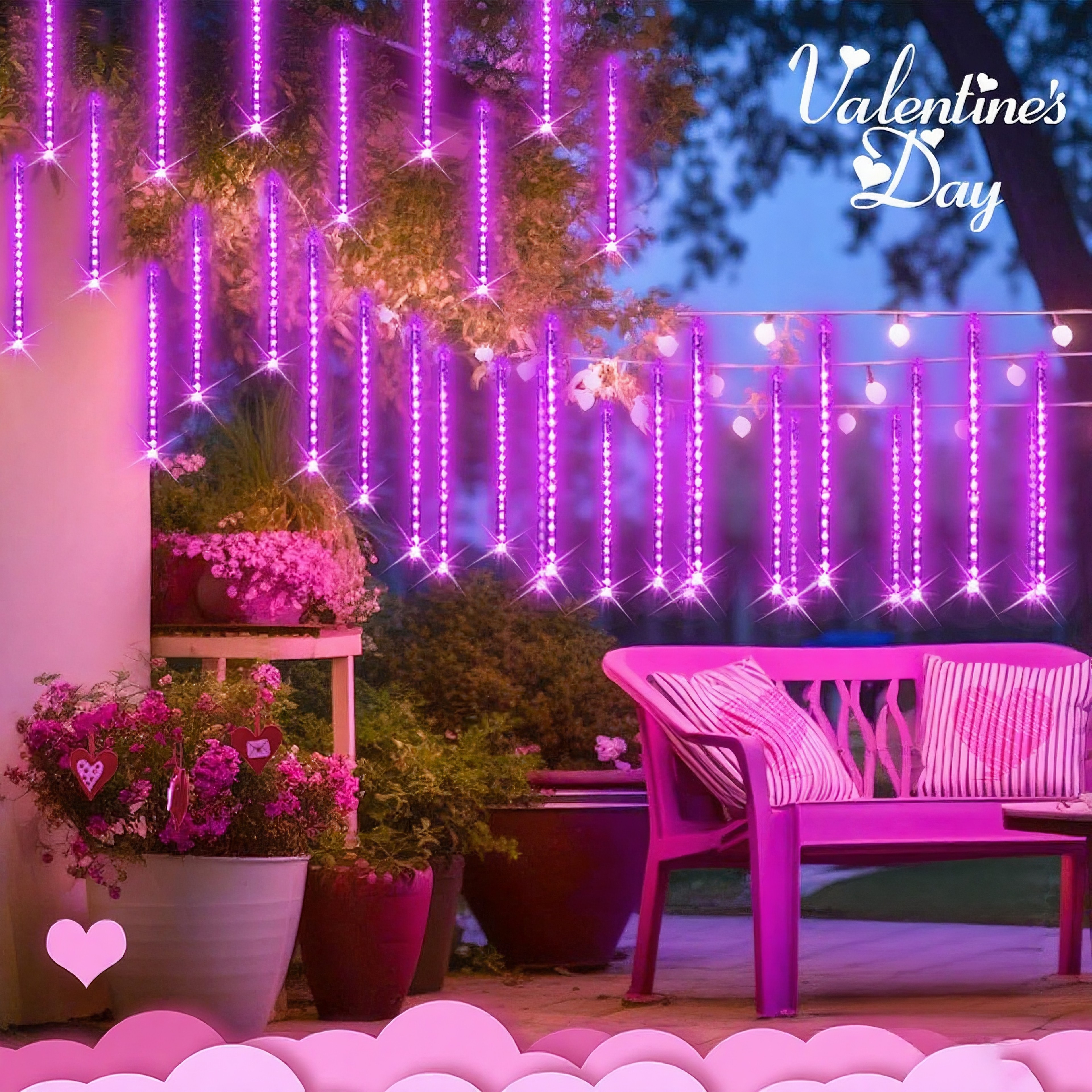 Solar Powered Meteor Shower Lights 200 LED Outdoor Christmas Lights For Garden Patio And Trees 1