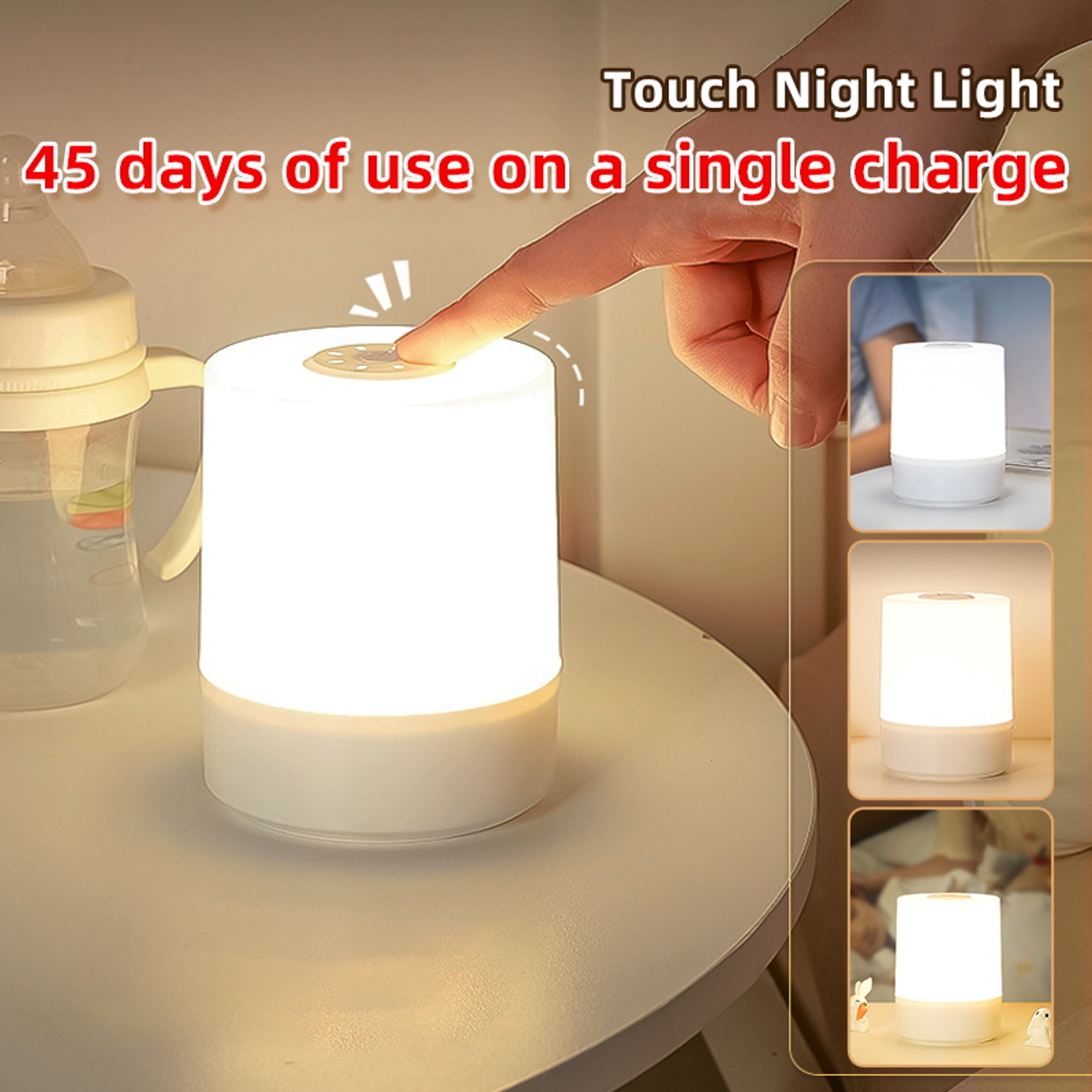 USB Rechargeable Night Light Touch LED Lamp With 3 Color Night Light For Bedroom Hallway Kitchen Cl 1