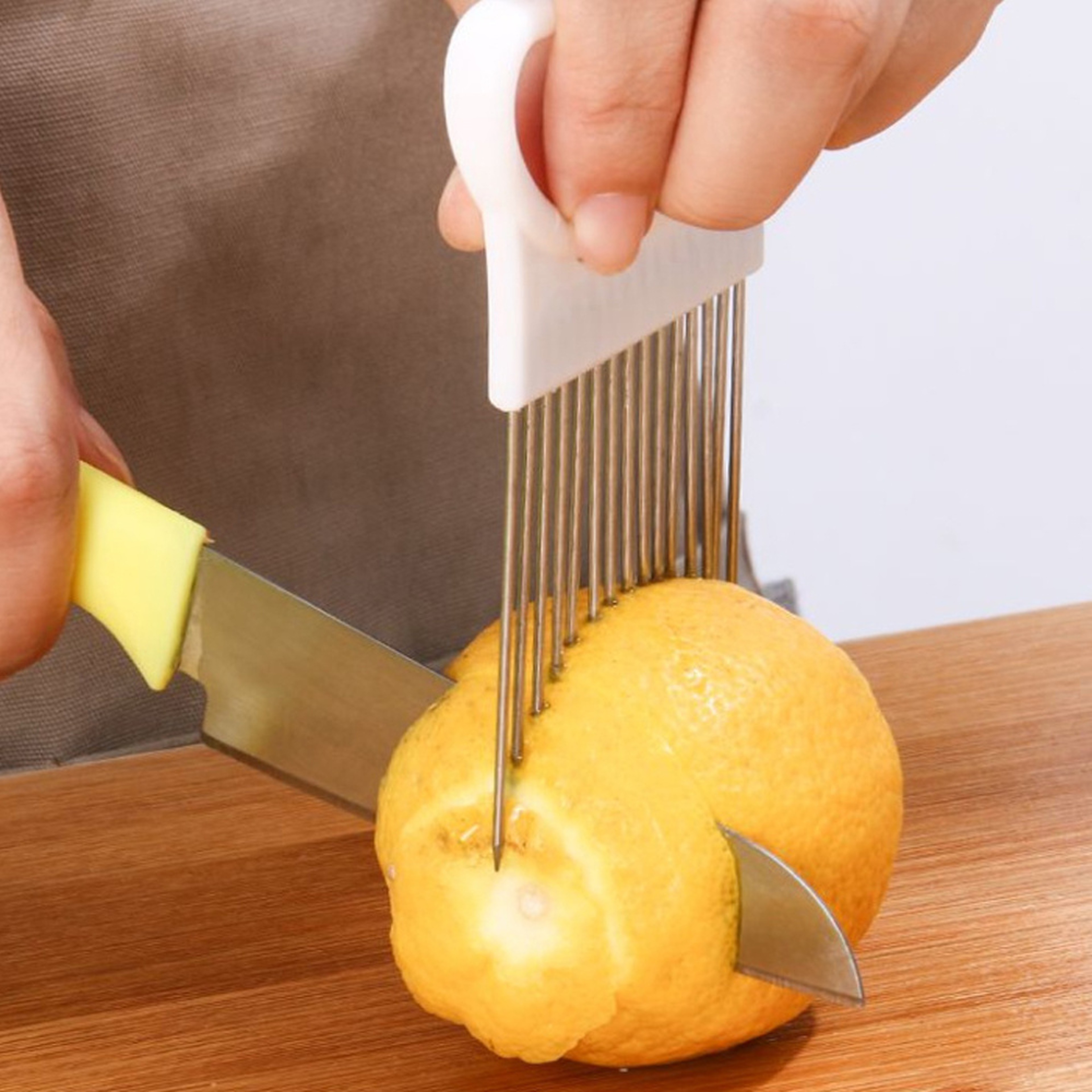 Stainless Steel Onion Holder Fork Vegetable Slicer Tomato Cutting Guide Kitchen Tool 9