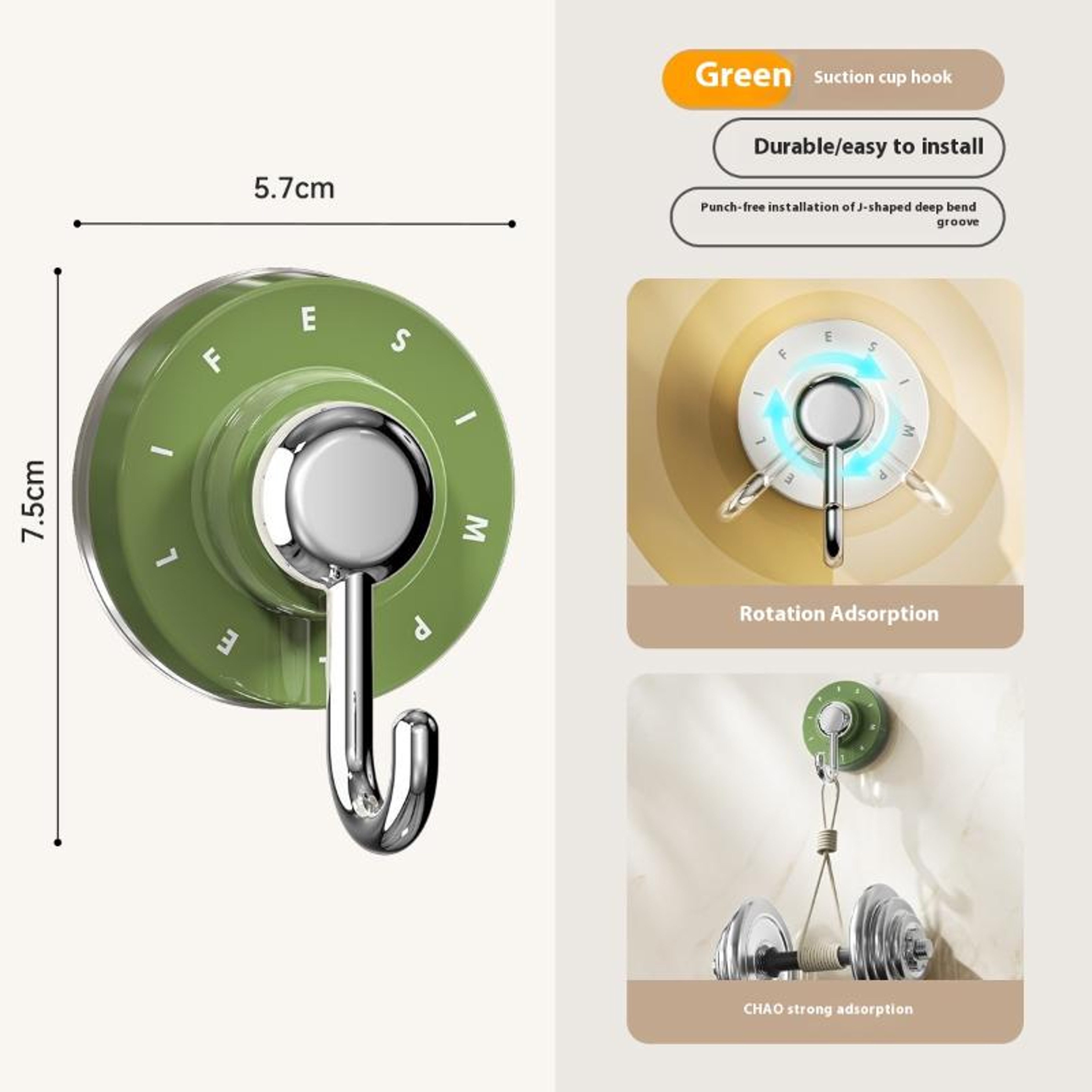 360 Rotating Adhesive Wall Hooks Waterproof No Drill Suction Storage Hooks 7