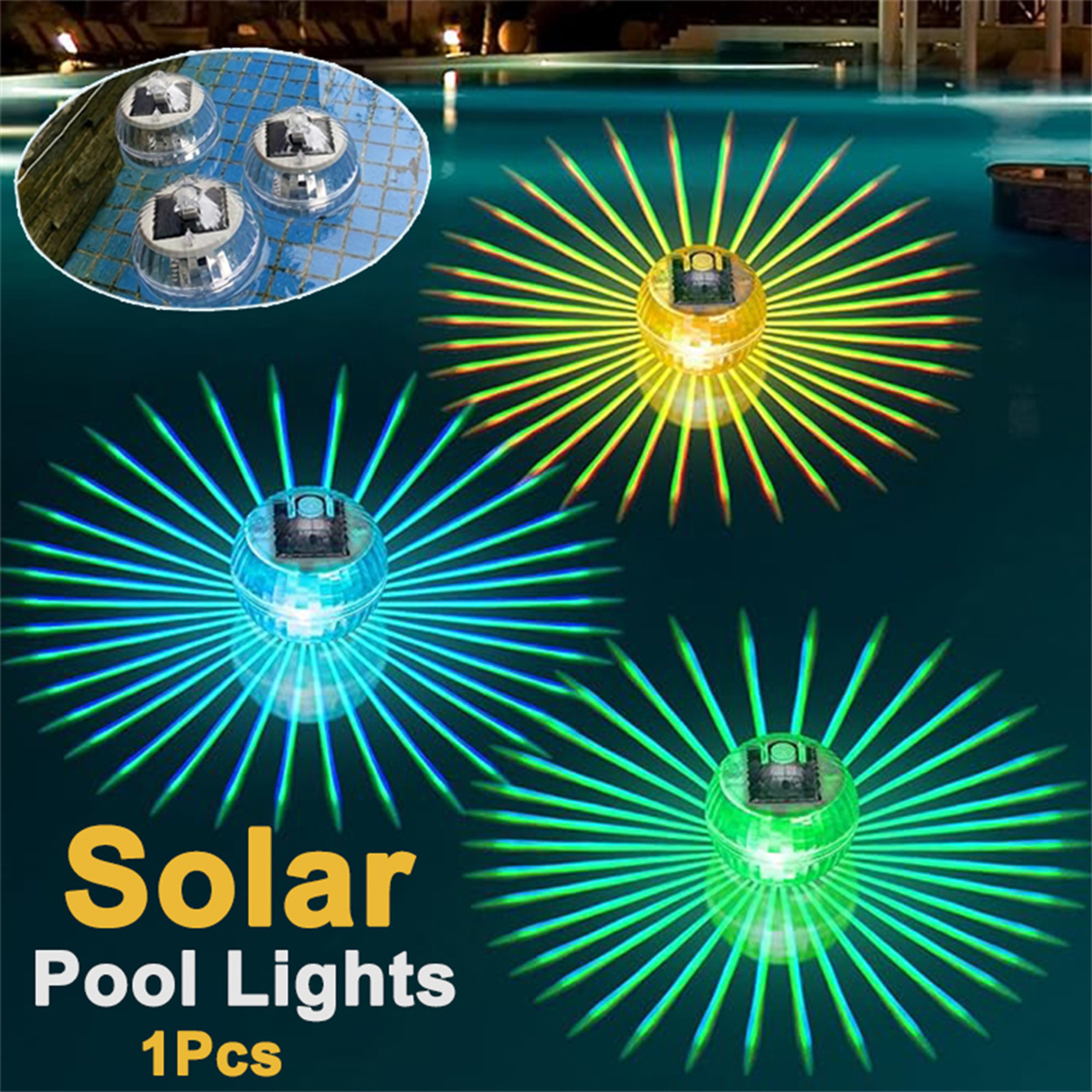 Solar Floating Pool Light RGB Waterproof LED Pond Glow Ball 1