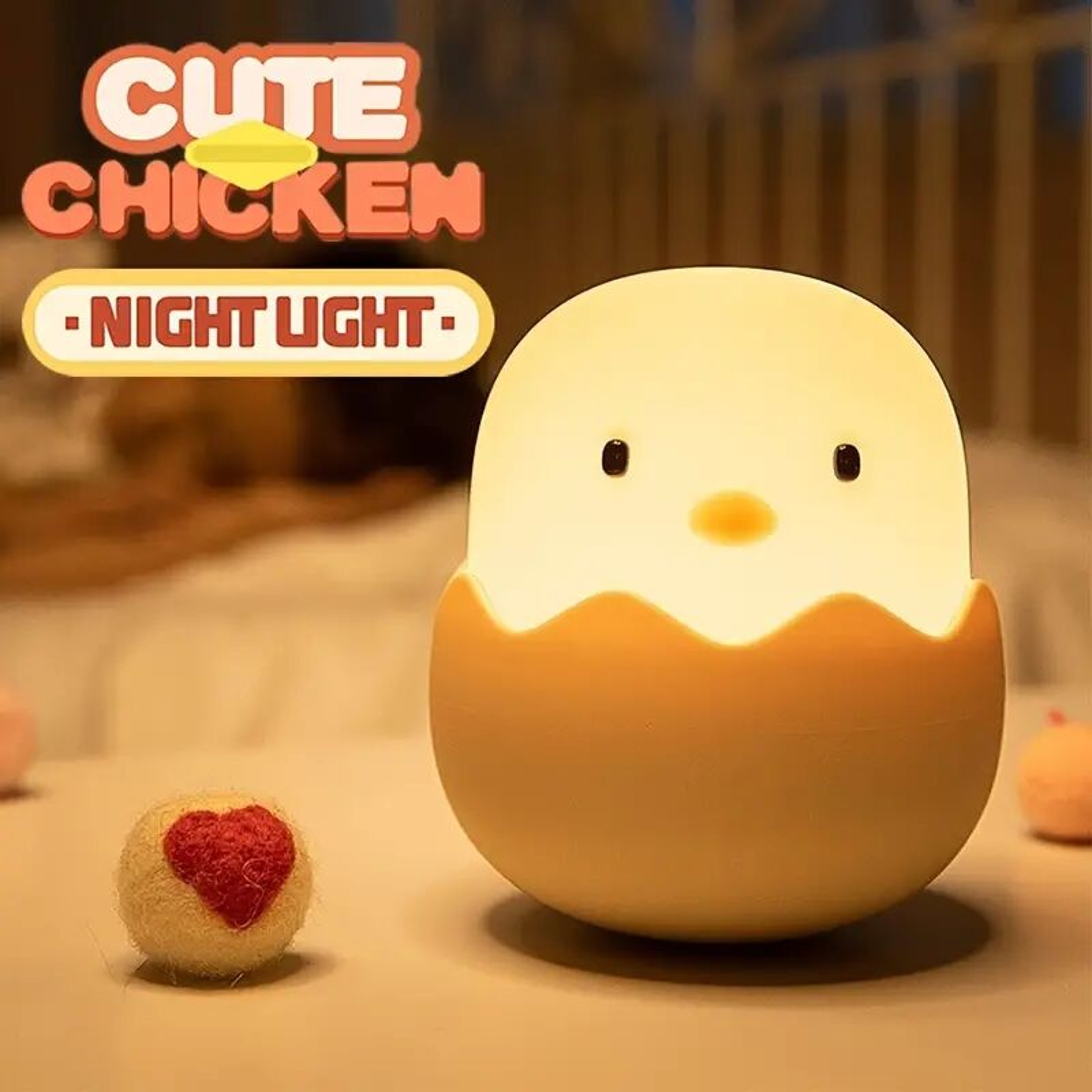 Cute Silicone Chicken LED Night Light Rechargeable Kids Night Light Bedside Nursery Lamp 3