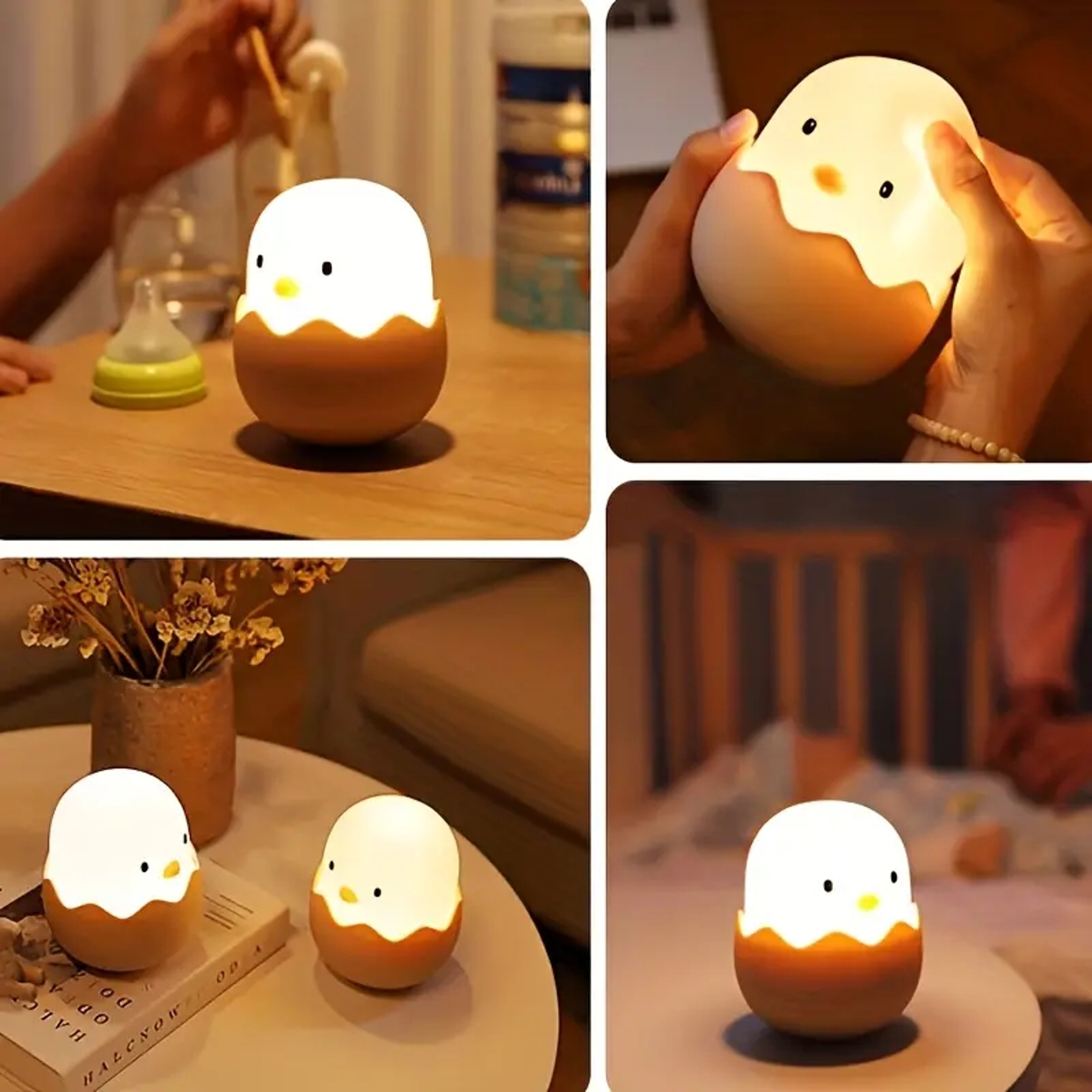 Cute Silicone Chicken LED Night Light Rechargeable Kids Night Light Bedside Nursery Lamp 4