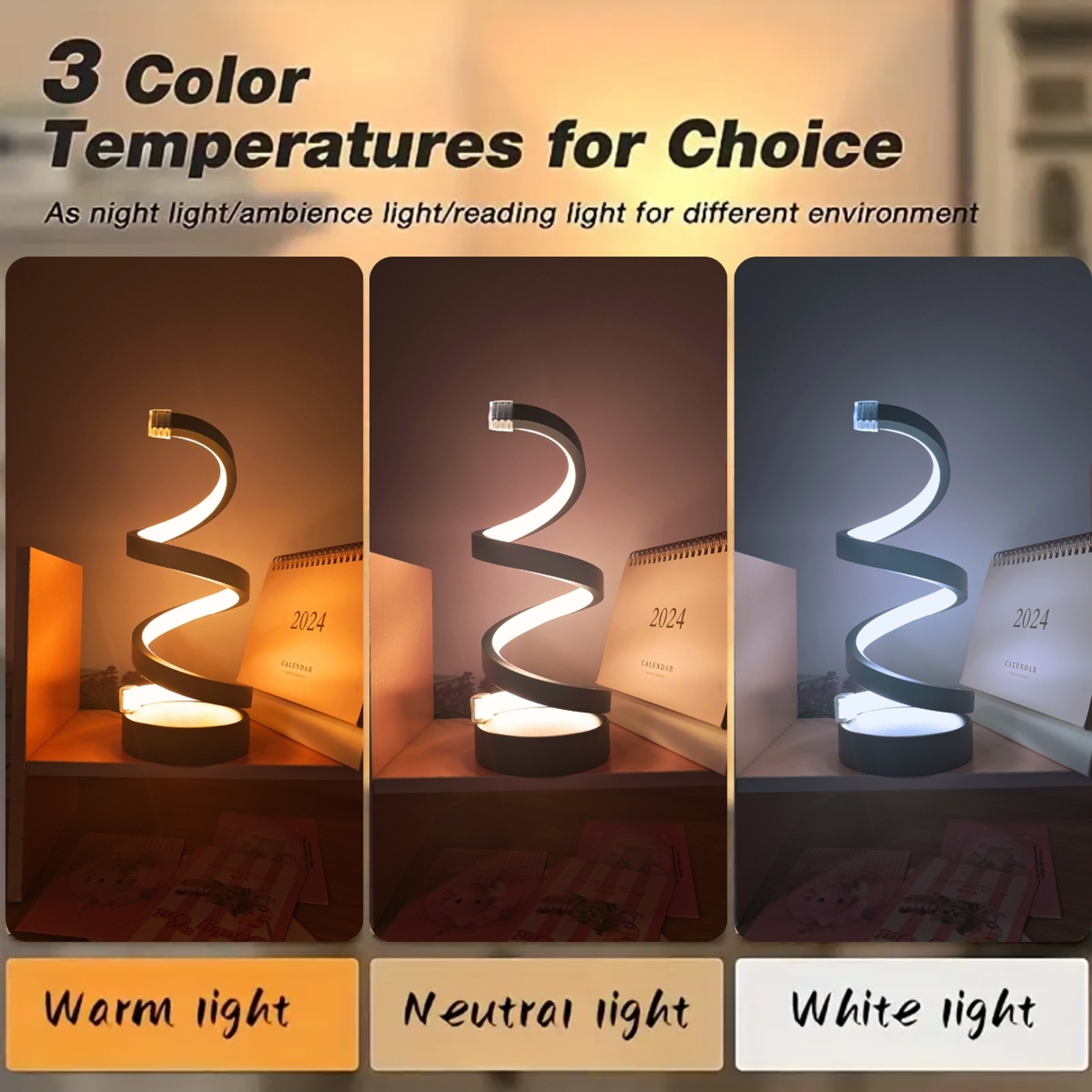 Modern Spiral Table Lamp LED Artistic Bedside Lamp For Living Room Bedroom Home Decor 2