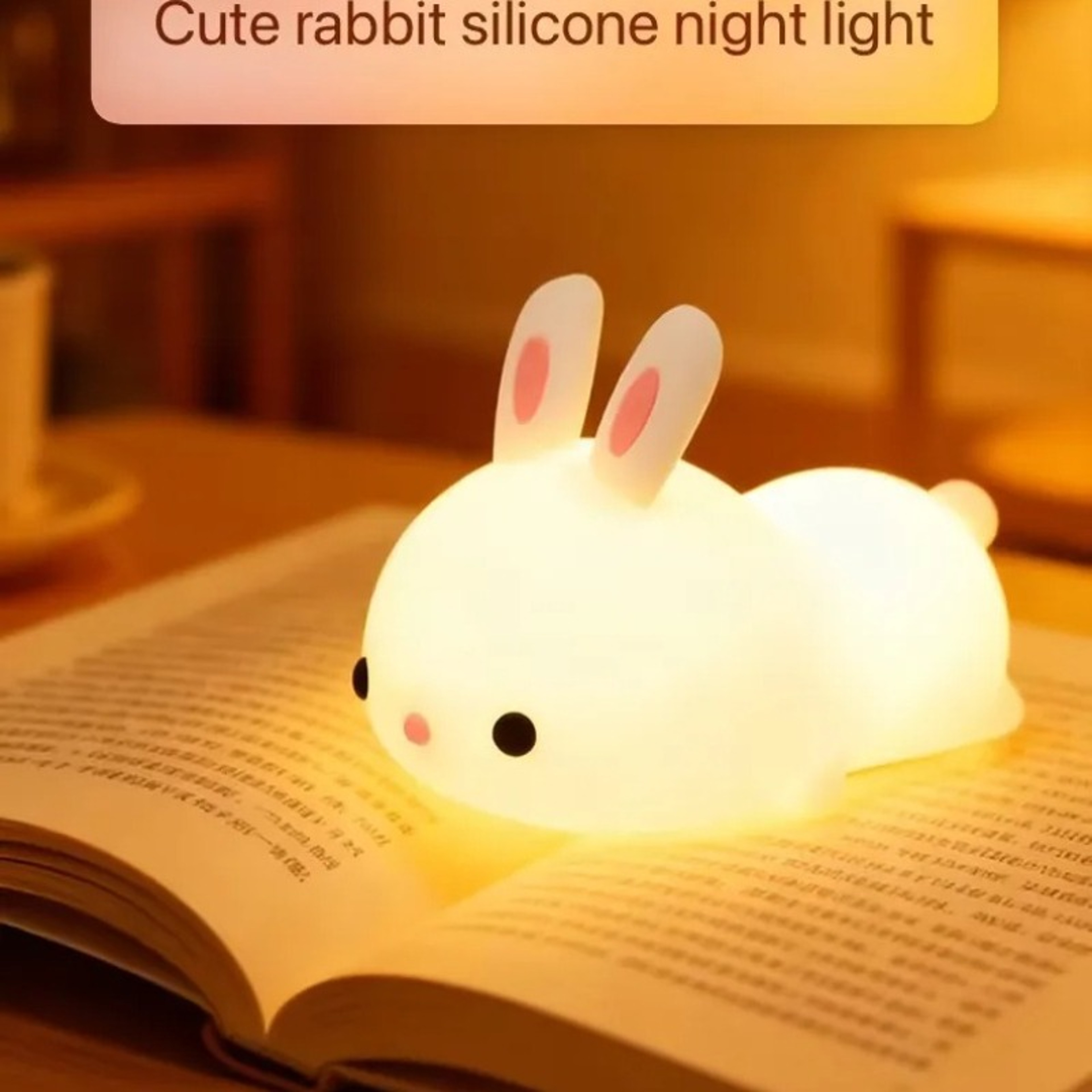 Rechargeable Rabbit Night Light Soft Silicone Kids Night Light USB LED Bedside Lamp 1