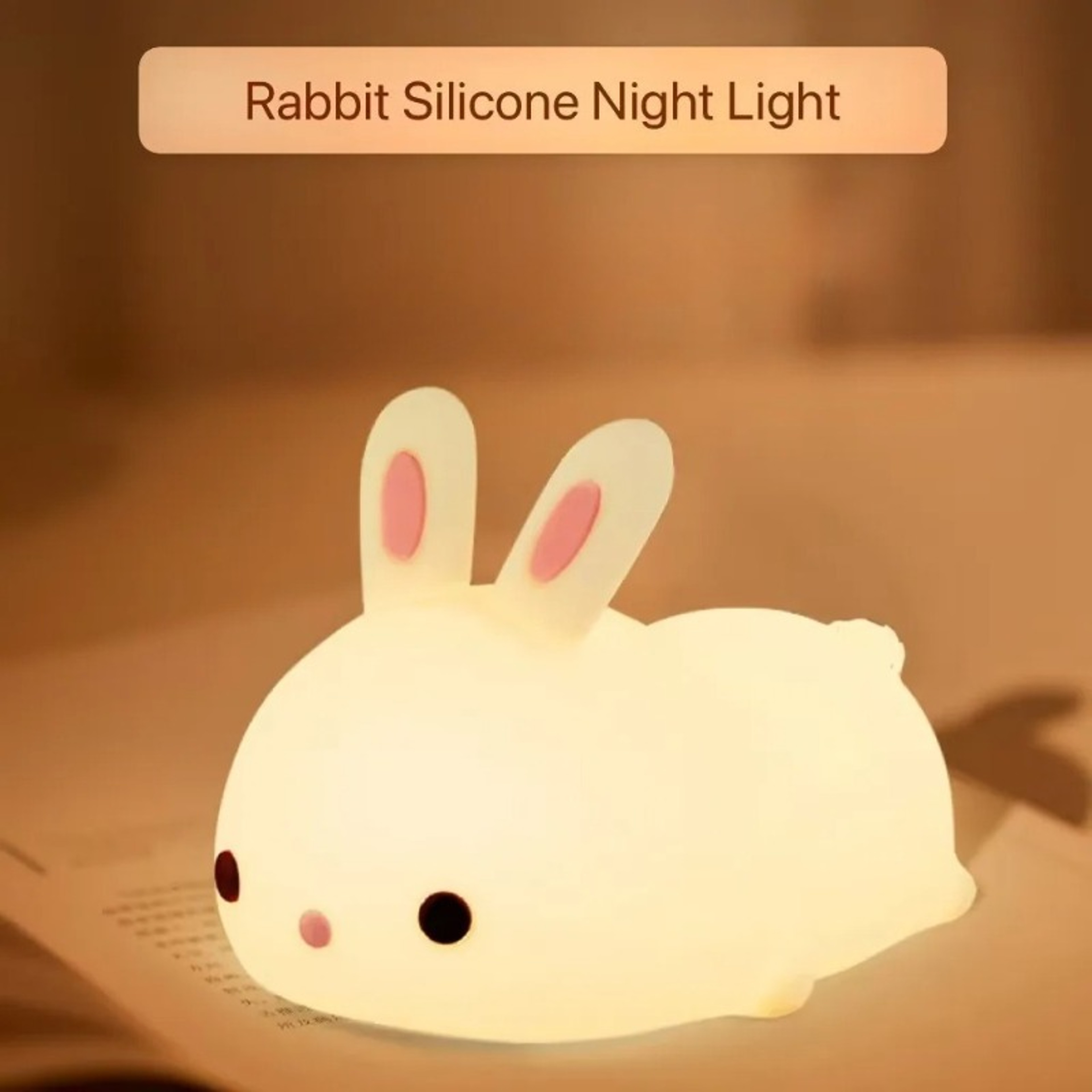 Rechargeable Rabbit Night Light Soft Silicone Kids Night Light USB LED Bedside Lamp 5