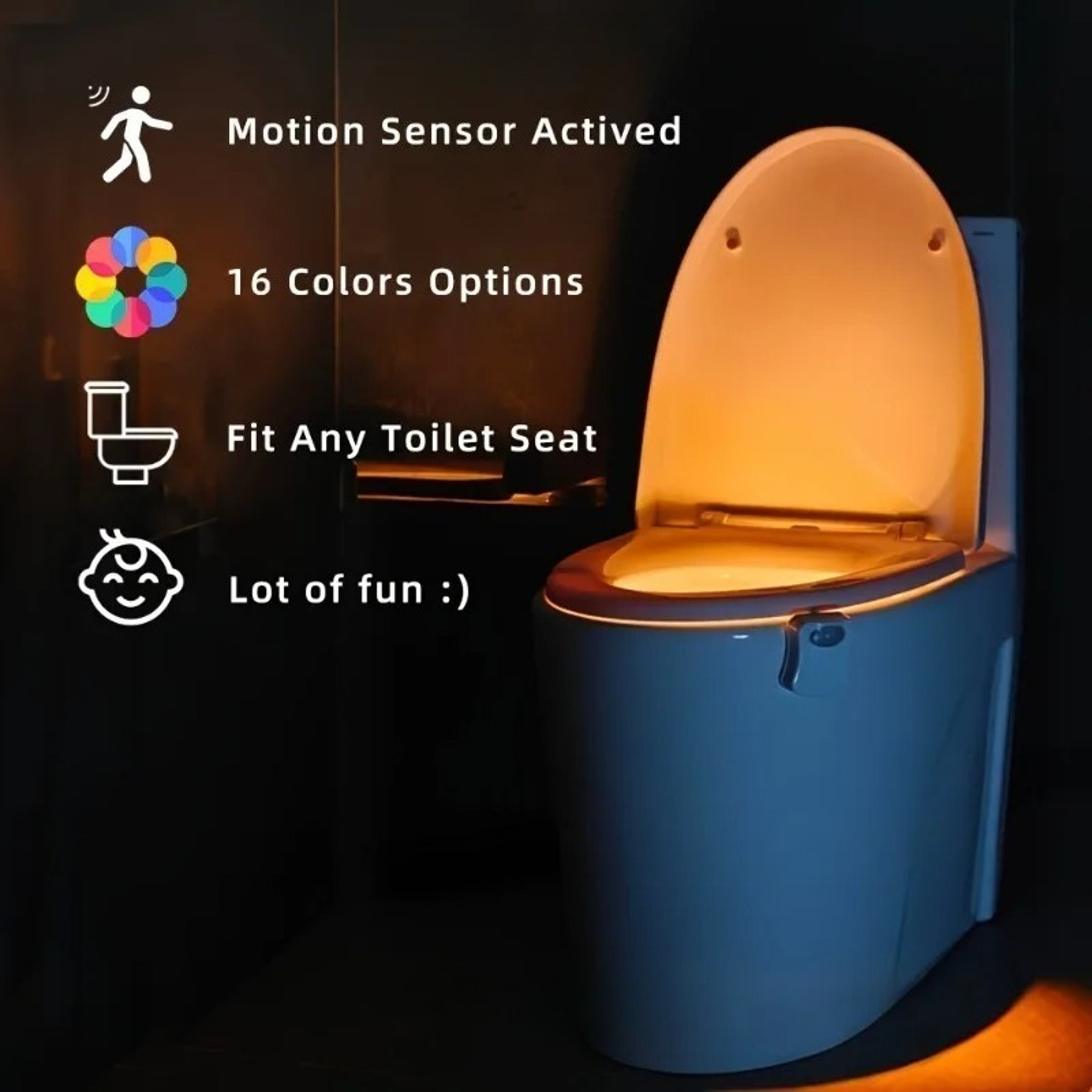 16 Color Motion Sensor Toilet Night Light LED Bathroom Bowl Light – view 3