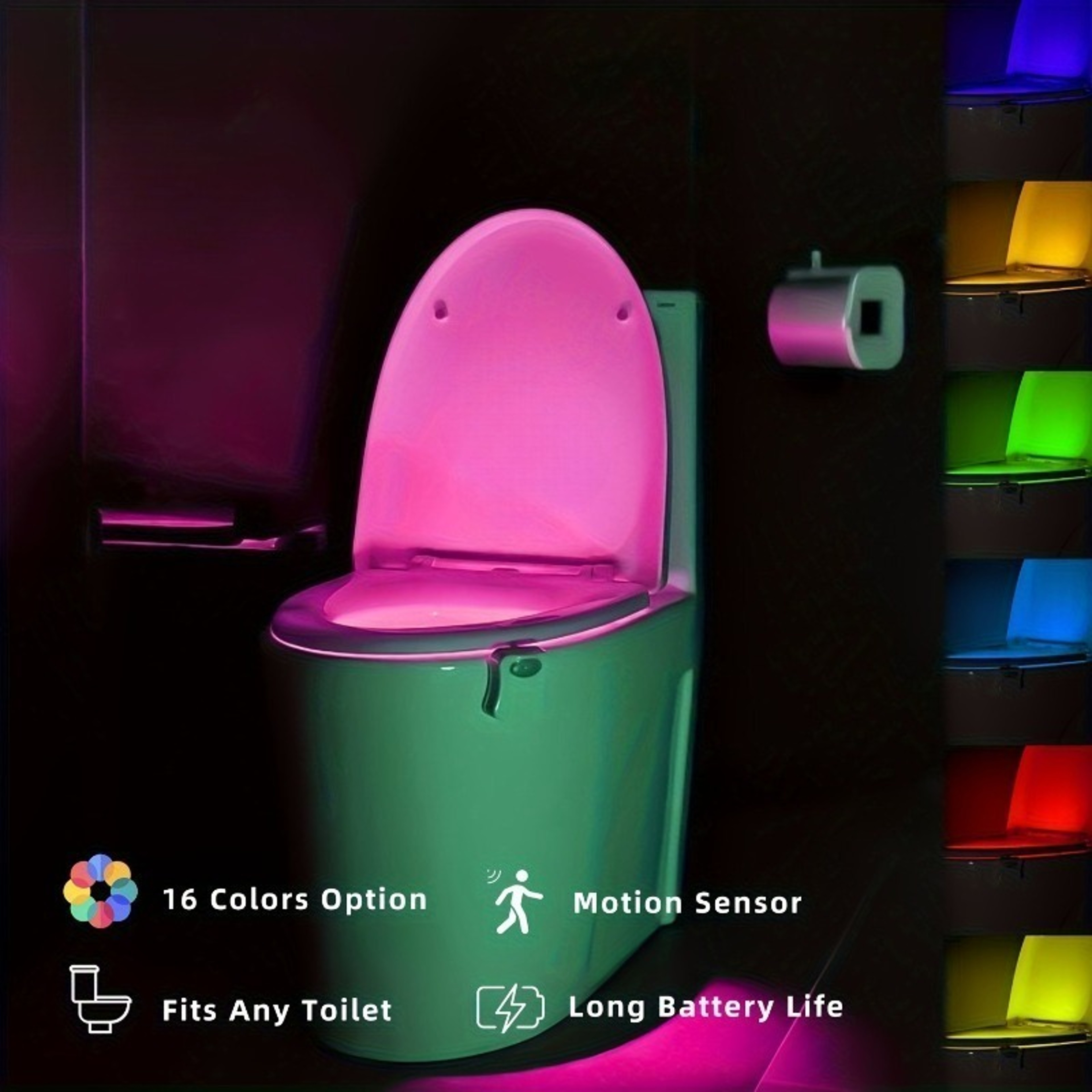 16 Color Motion Sensor Toilet Night Light LED Bathroom Bowl Light – view 5