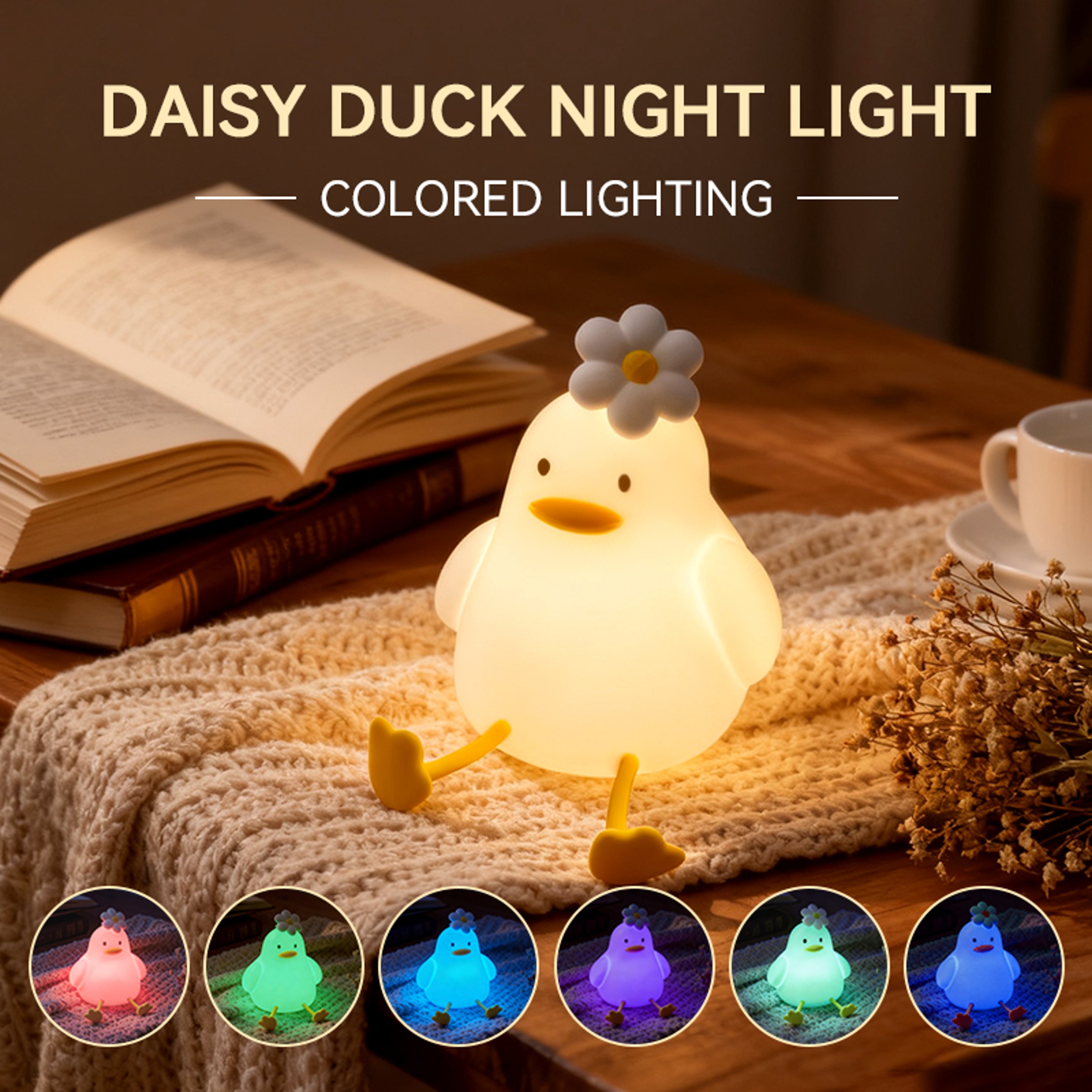 Cute Duck LED Night Light USB Rechargeable Soft Silicone Night Light For Kids Bedroom 5