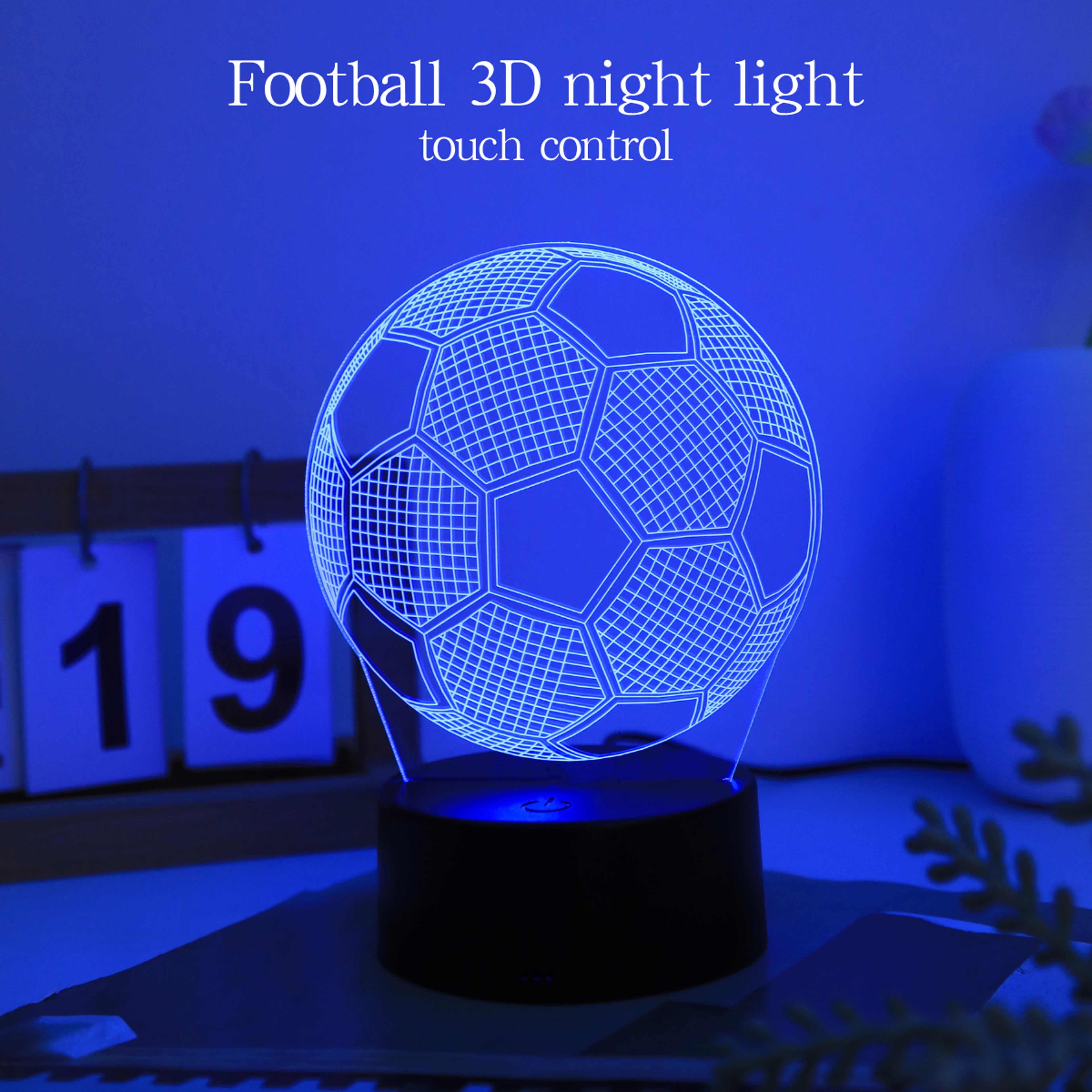 Modern Football Night Light 3D LED Lamp USB Powered Bedroom Decor 2