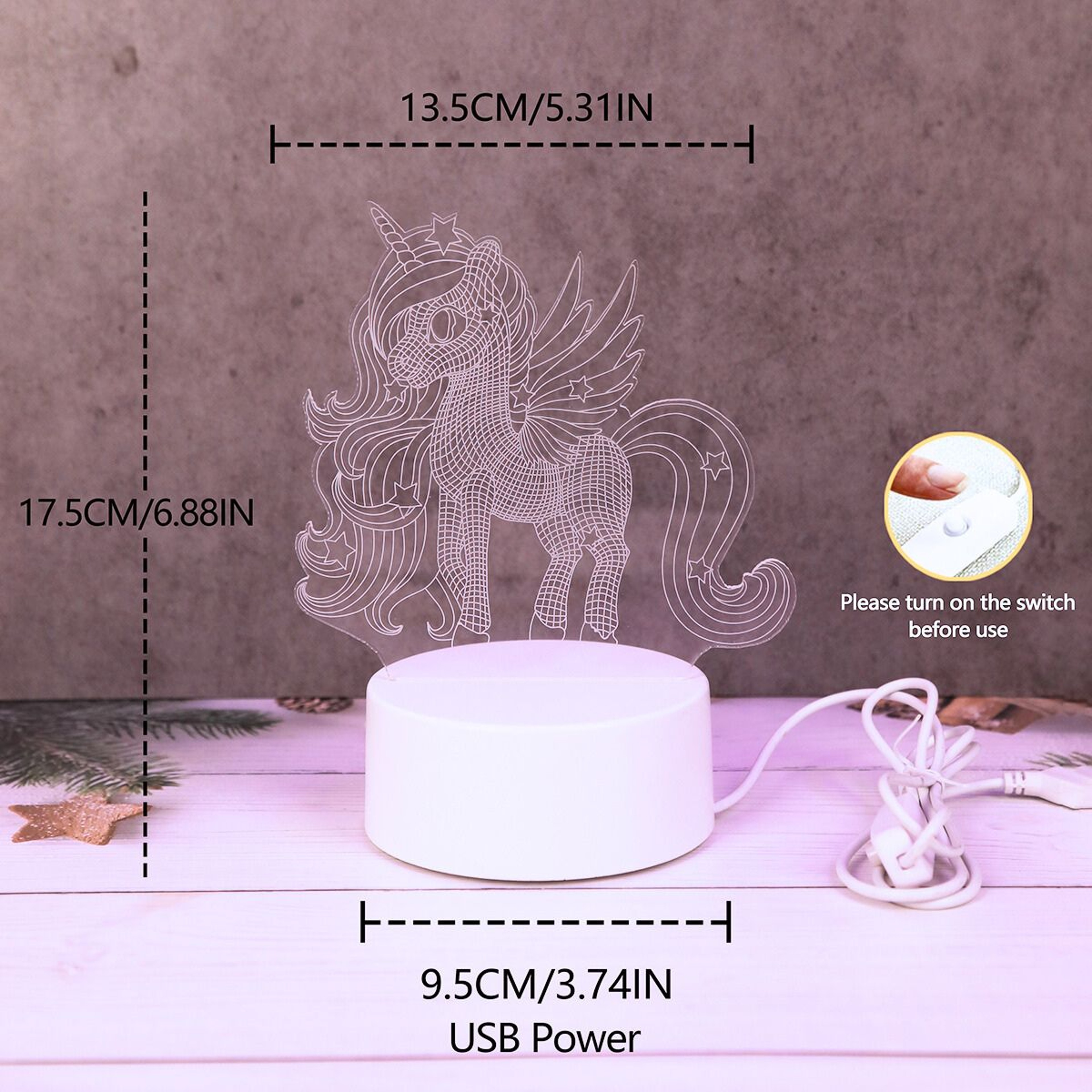 3D Unicorn Night Light USB LED Unicorn Lamp For Kids Bedroom Nursery Party Decor Gift 1