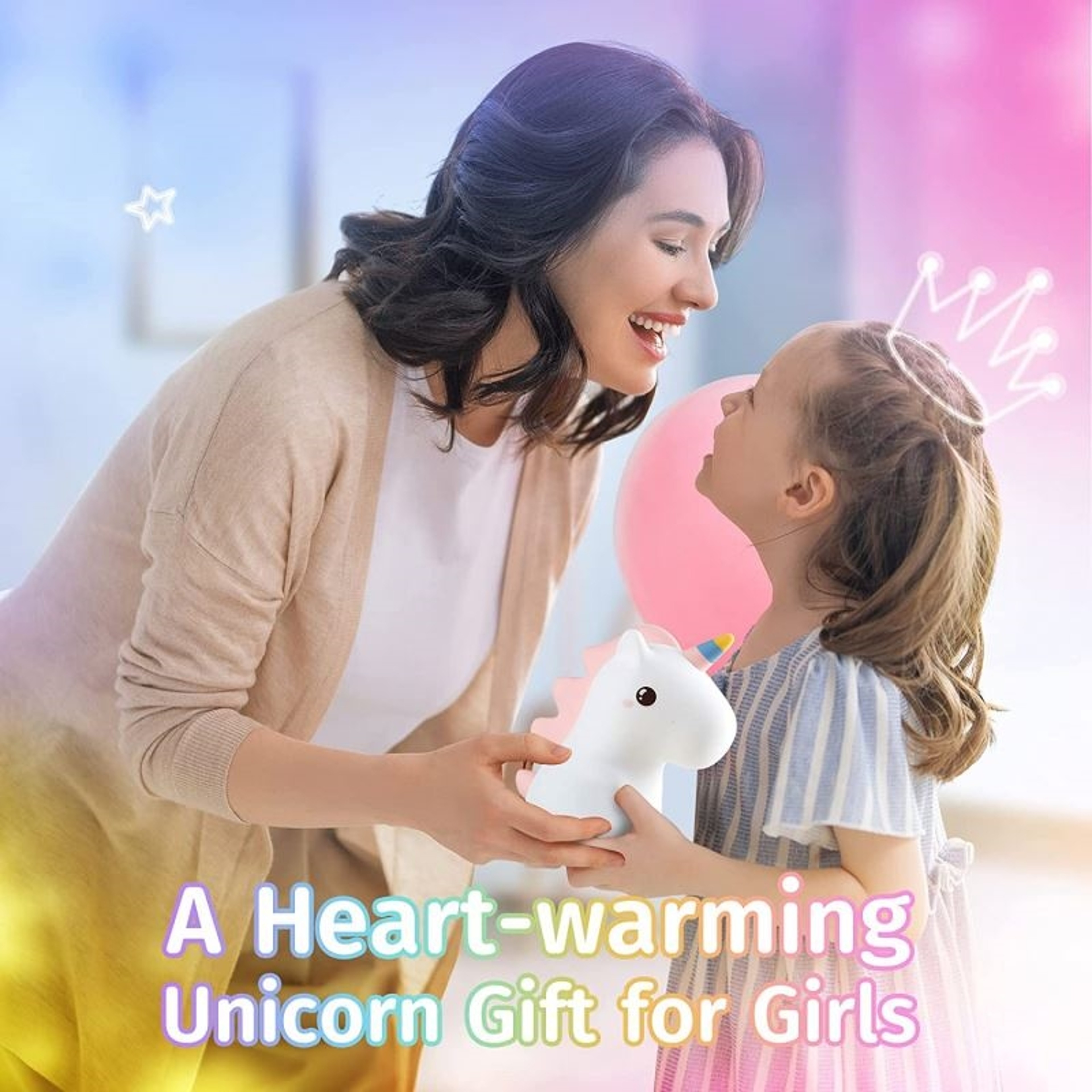 Cute Unicorn Night Light USB Rechargeable Silicone Touch Lamp For Kids Bedroom Decor 1