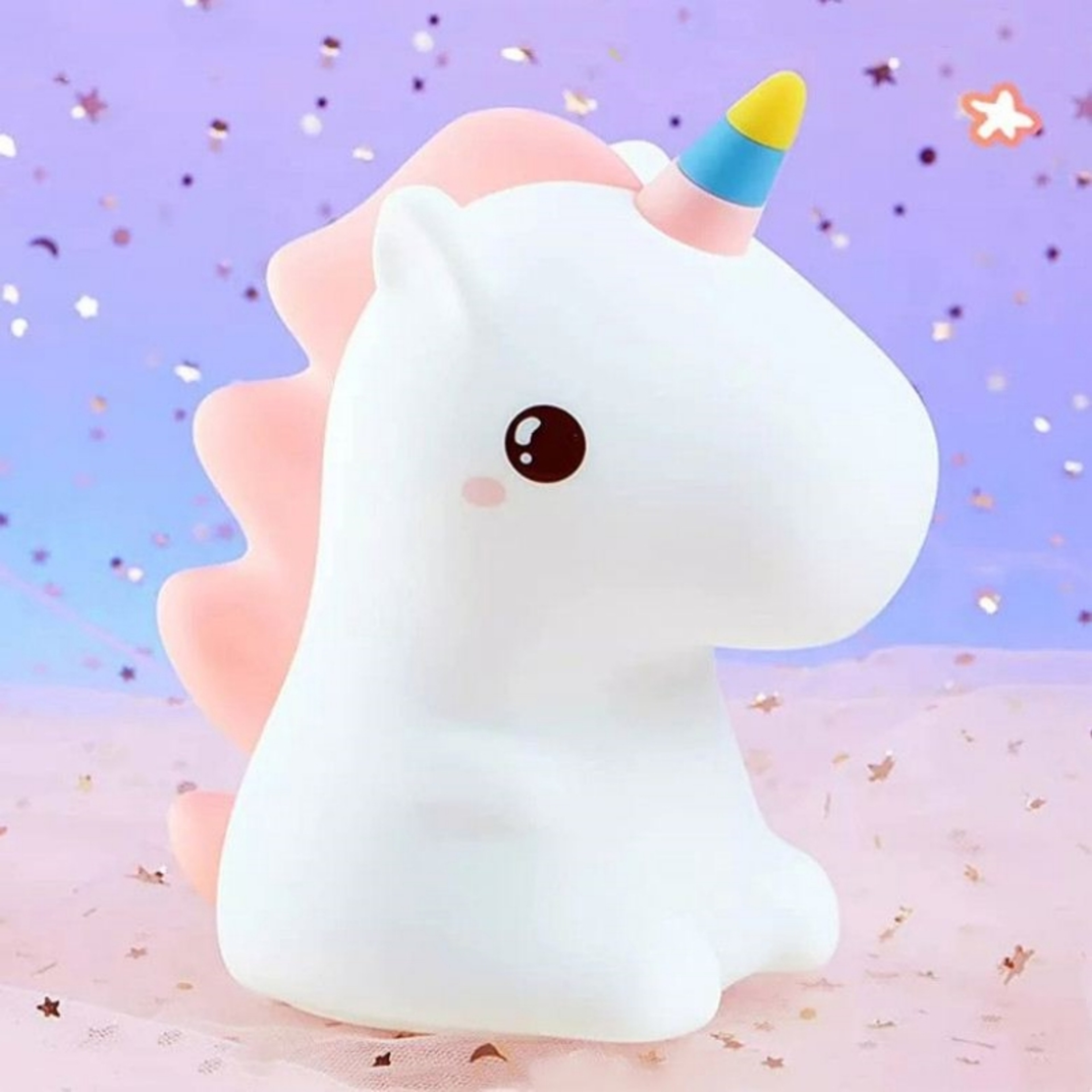 Cute Unicorn Night Light USB Rechargeable Silicone Touch Lamp For Kids Bedroom Decor 2