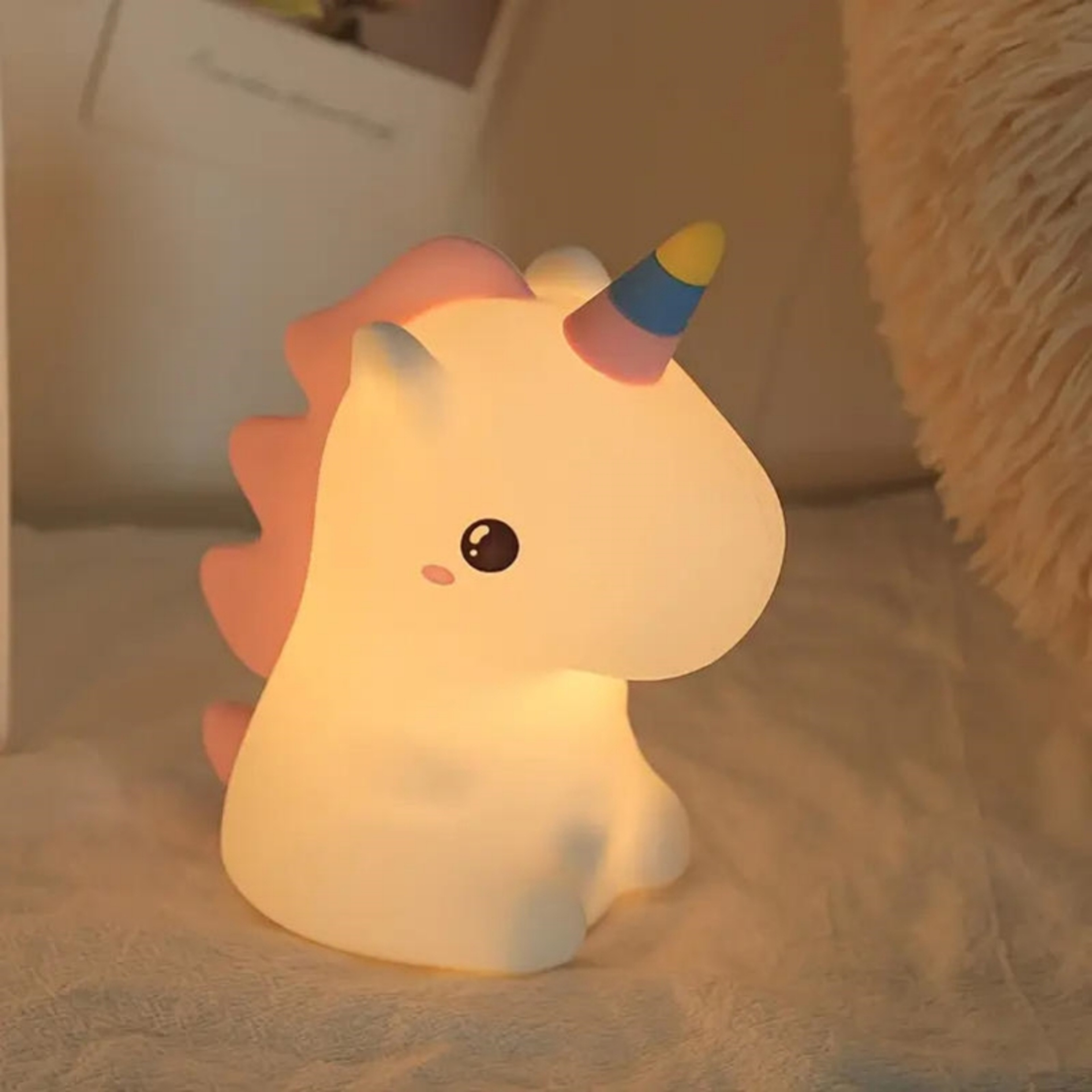 Cute Unicorn Night Light USB Rechargeable Silicone Touch Lamp For Kids Bedroom Decor 5