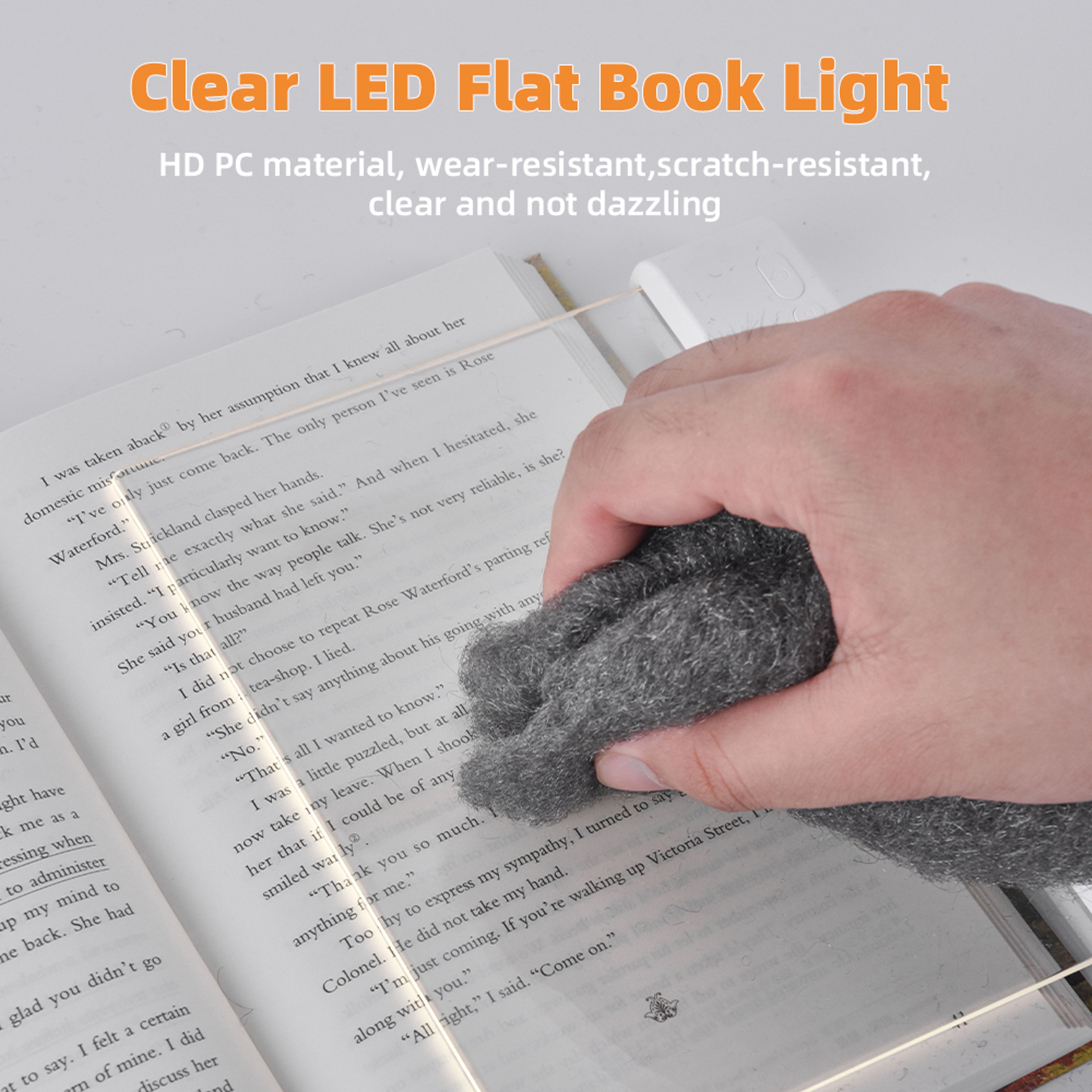 Rechargeable Book Light Flat Acrylic Reading Light With 3 Color Modes Stepless Dimming USB Night La 2